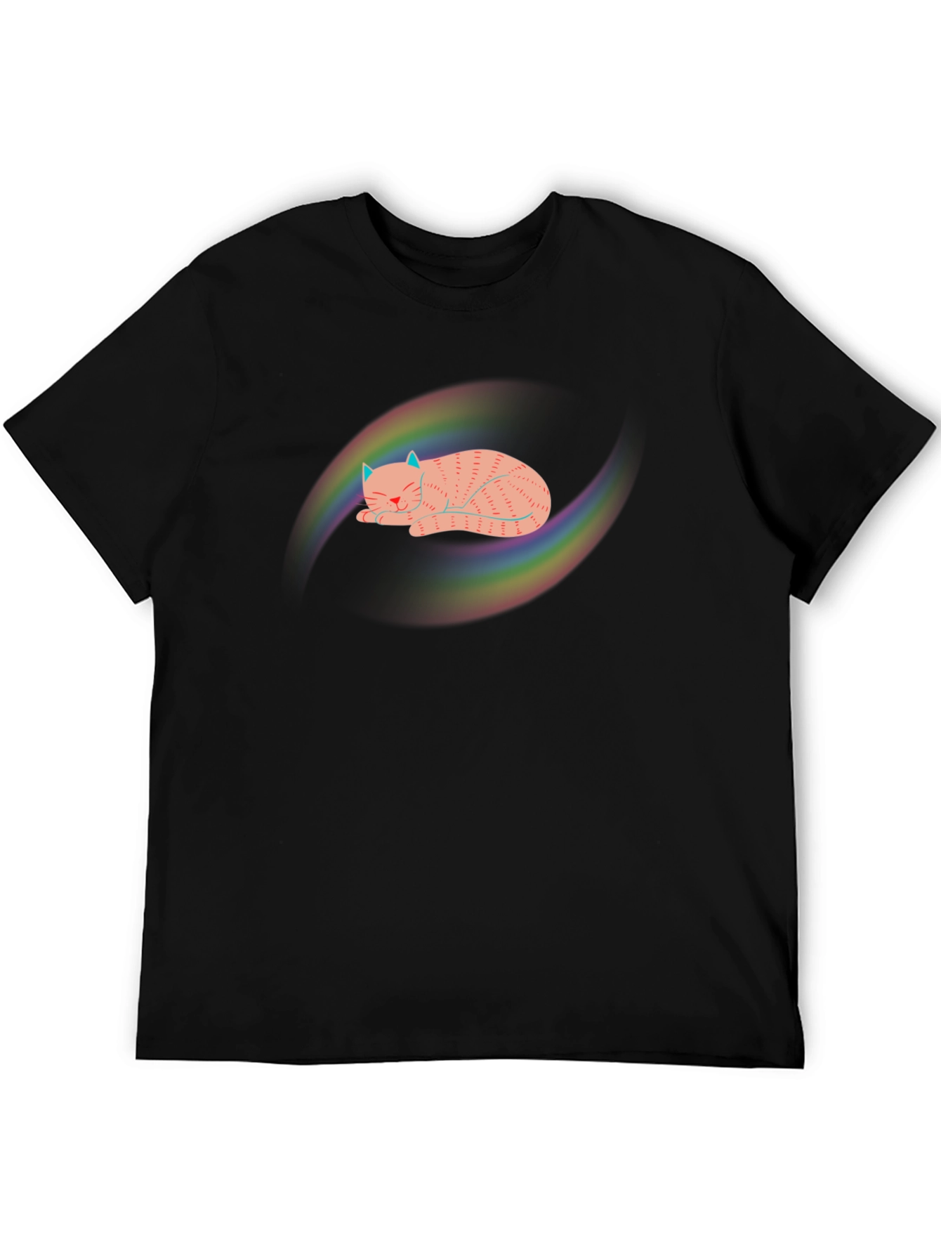 Black Rainbow Cat Graphic T-Shirt - Black view 5