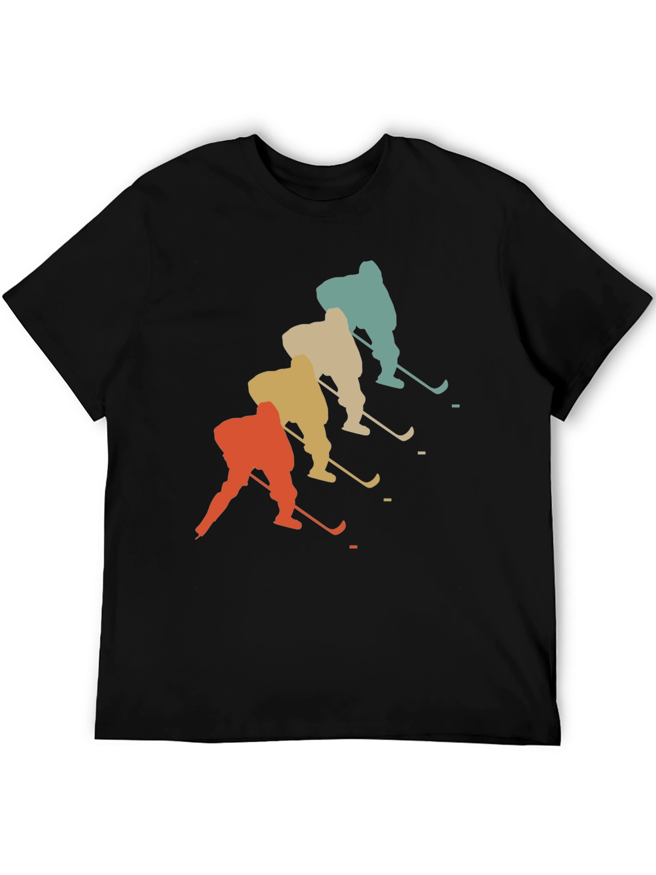 Black Vintage Hockey Player Graphic T-Shirt view 5