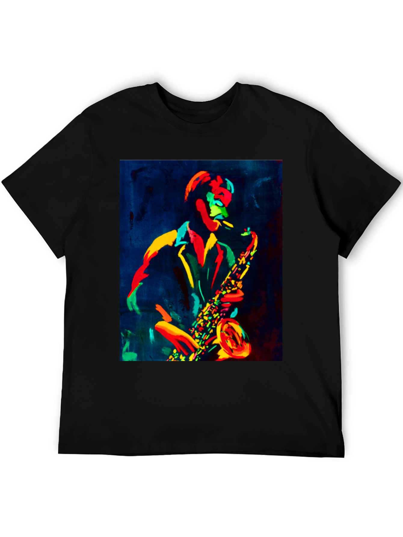 Black Jazz Saxophone Graphic Tee - Cool Music T-Shirt view 5