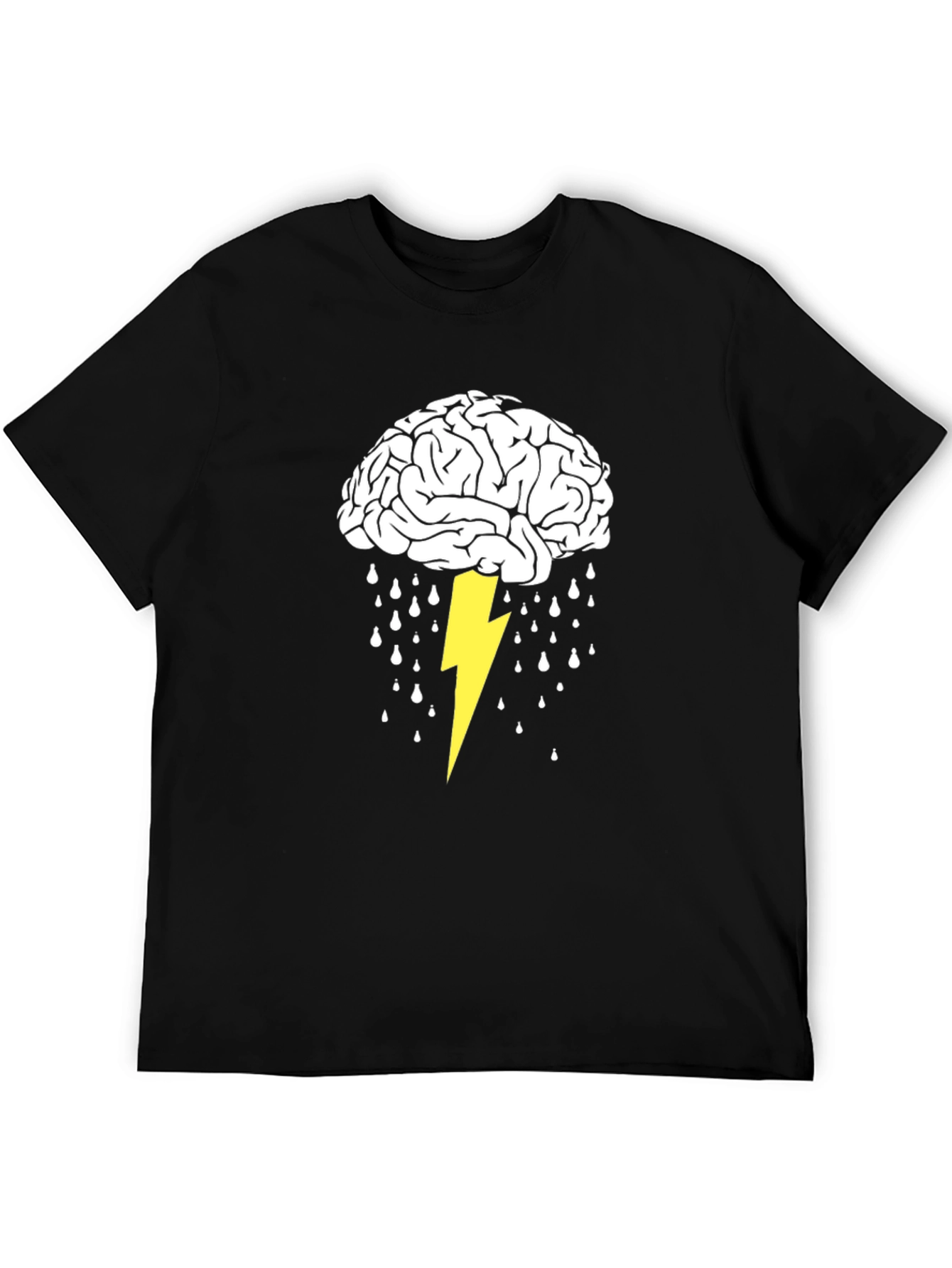 Black Brainstorm T-Shirt: Lightning Strikes Idea Graphic Tee view 5