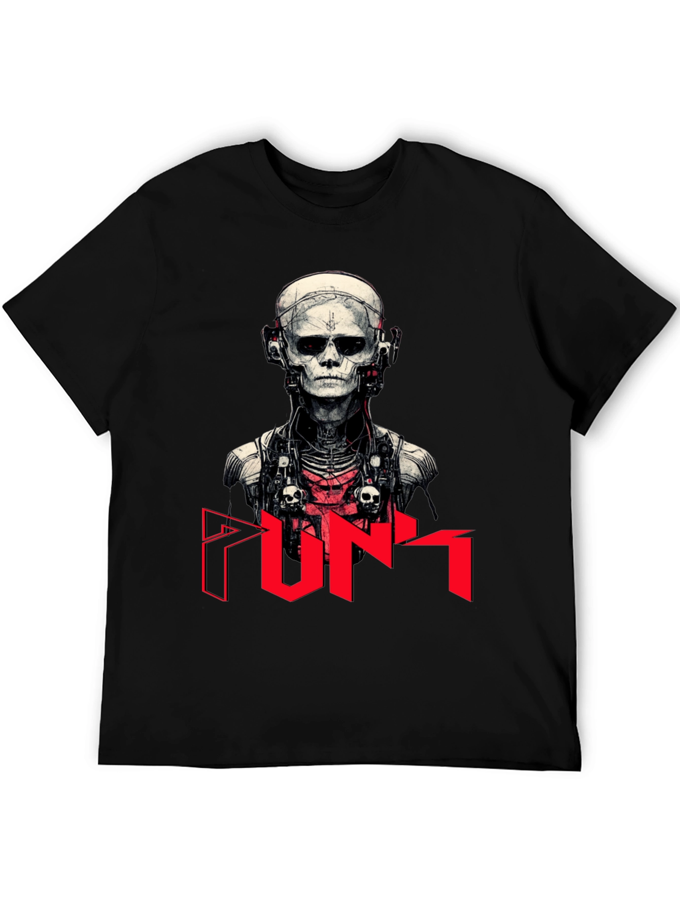Black Cyberpunk Skeleton Graphic Tee view 5