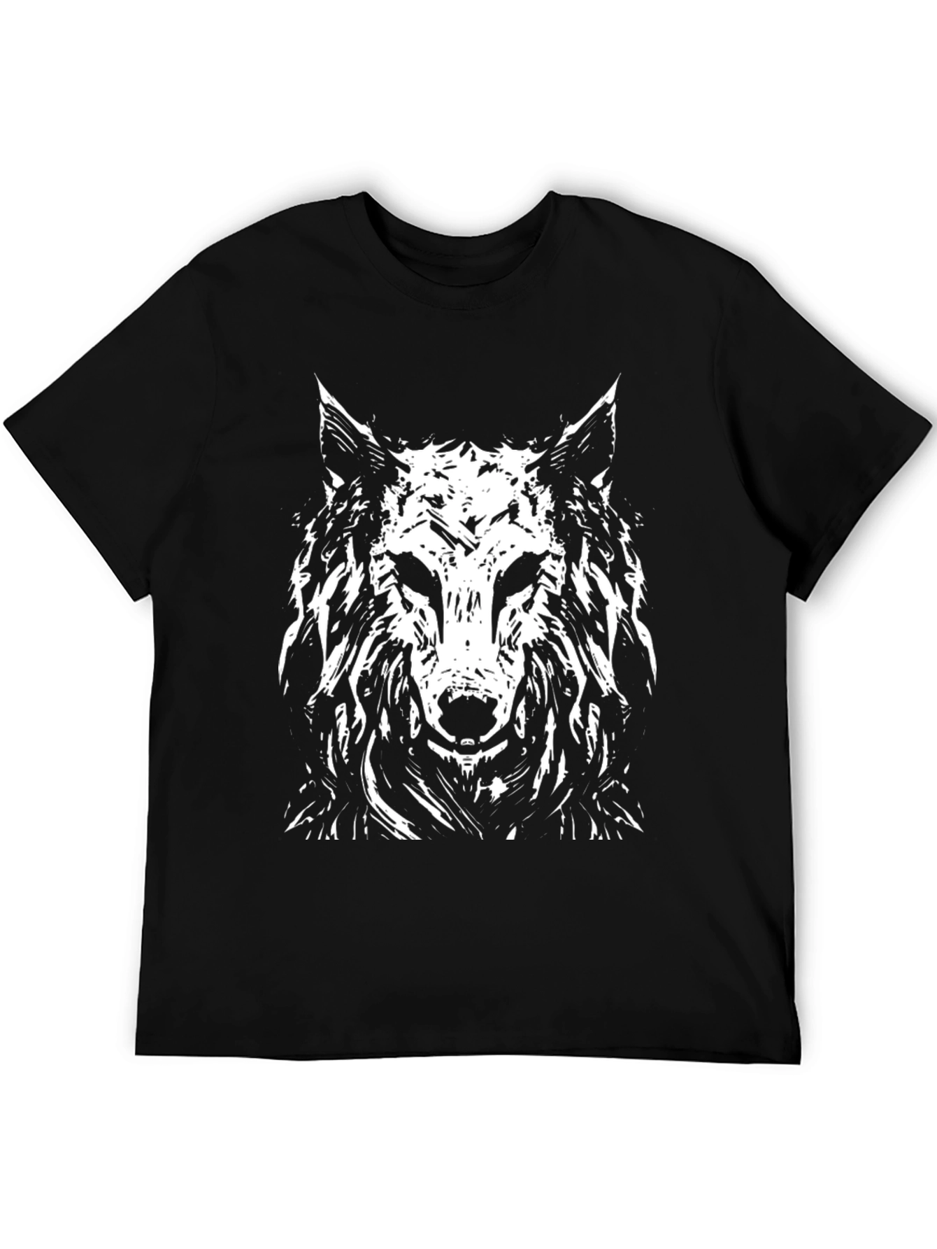Black Wolf Graphic T-Shirt - Black Cotton Tee view 5