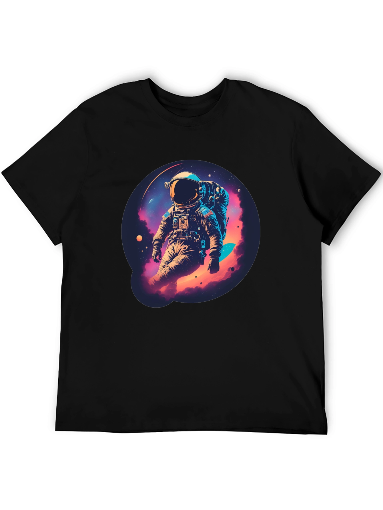 Black Astronaut Galaxy Black T-Shirt view 5