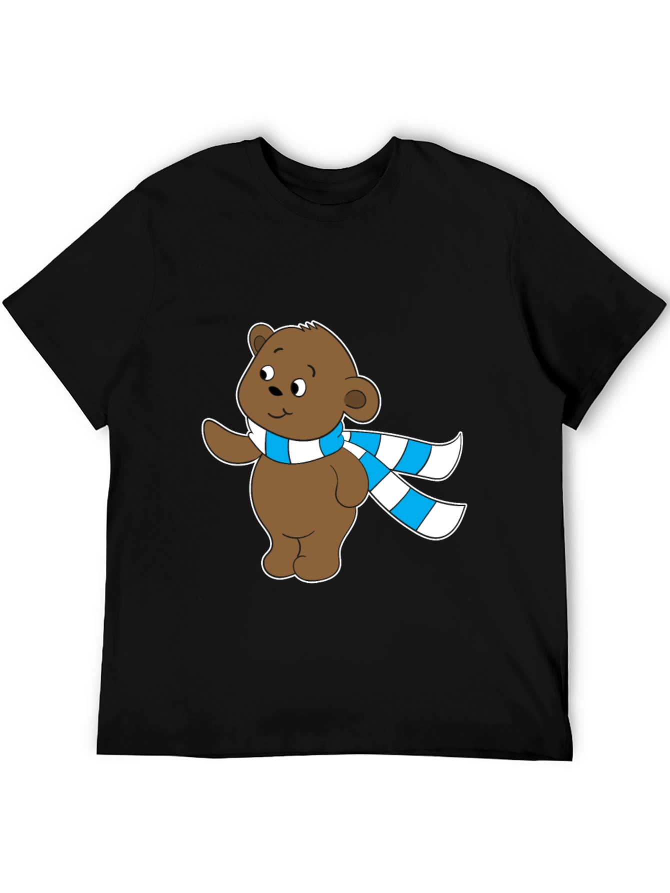 Black Cute Bear Scarf T-Shirt view 5