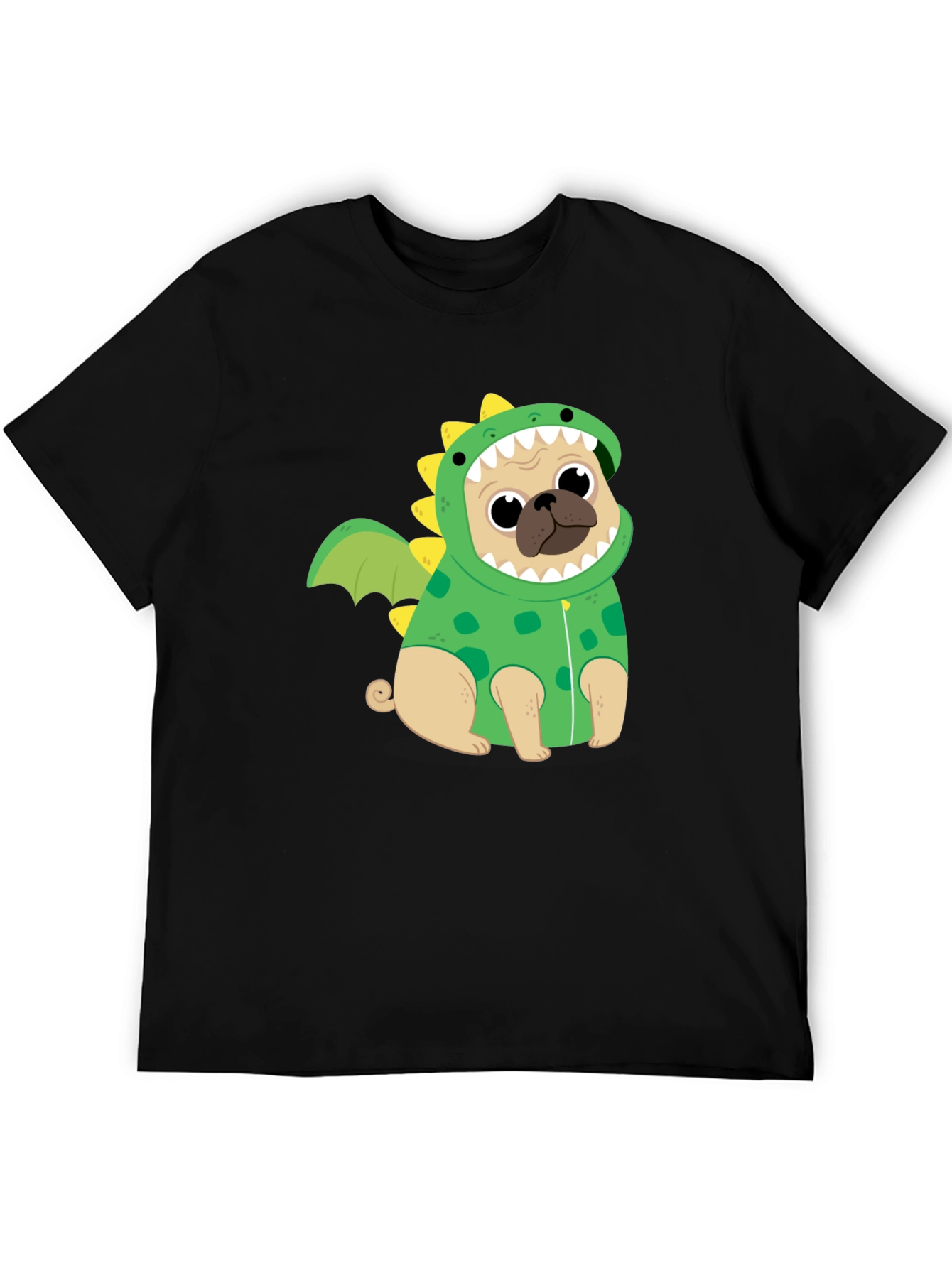 Black Pug Dinosaur Costume T-Shirt view 5