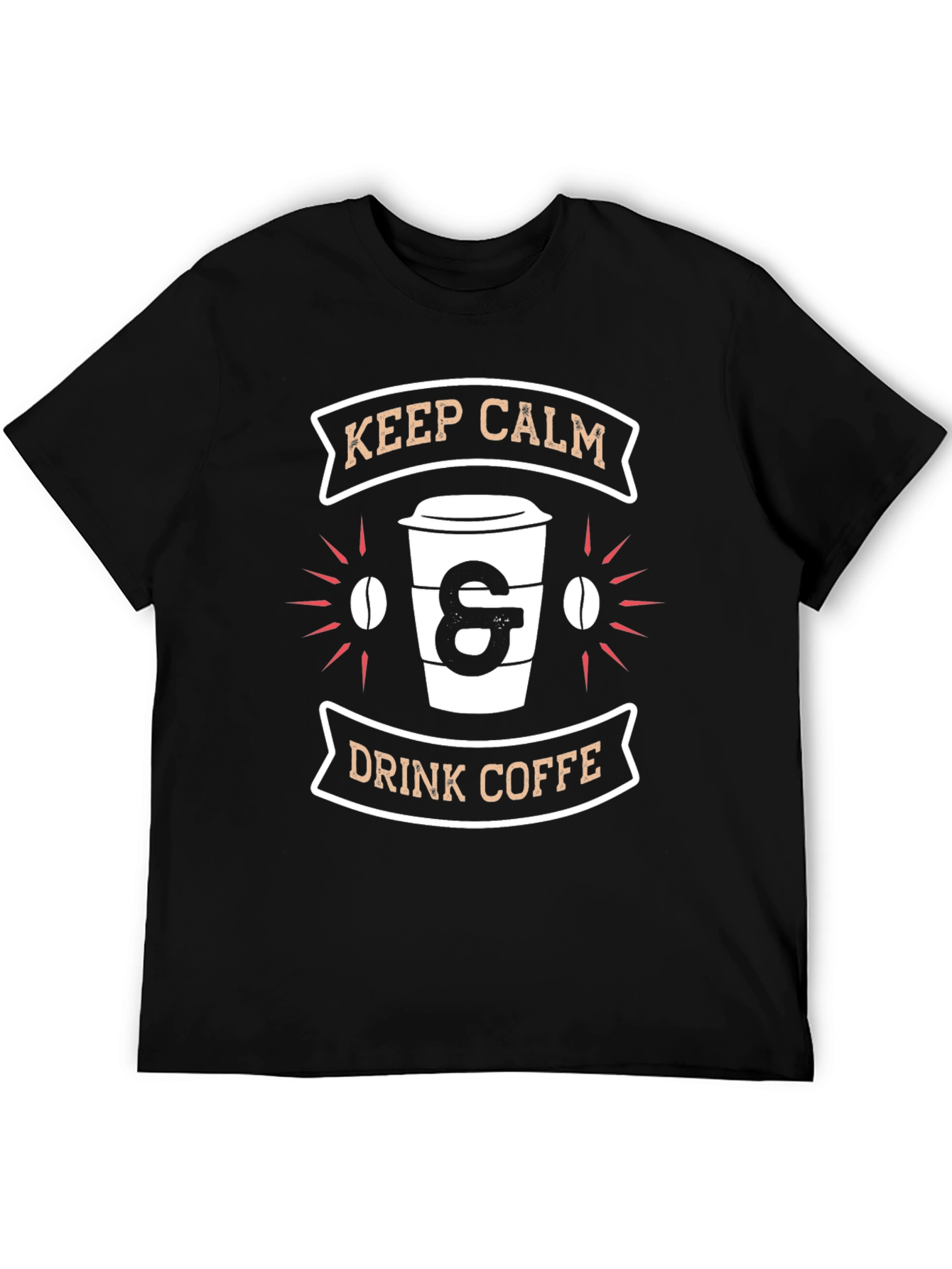Black Keep Calm & Drink Coffee Graphic T-Shirt view 5