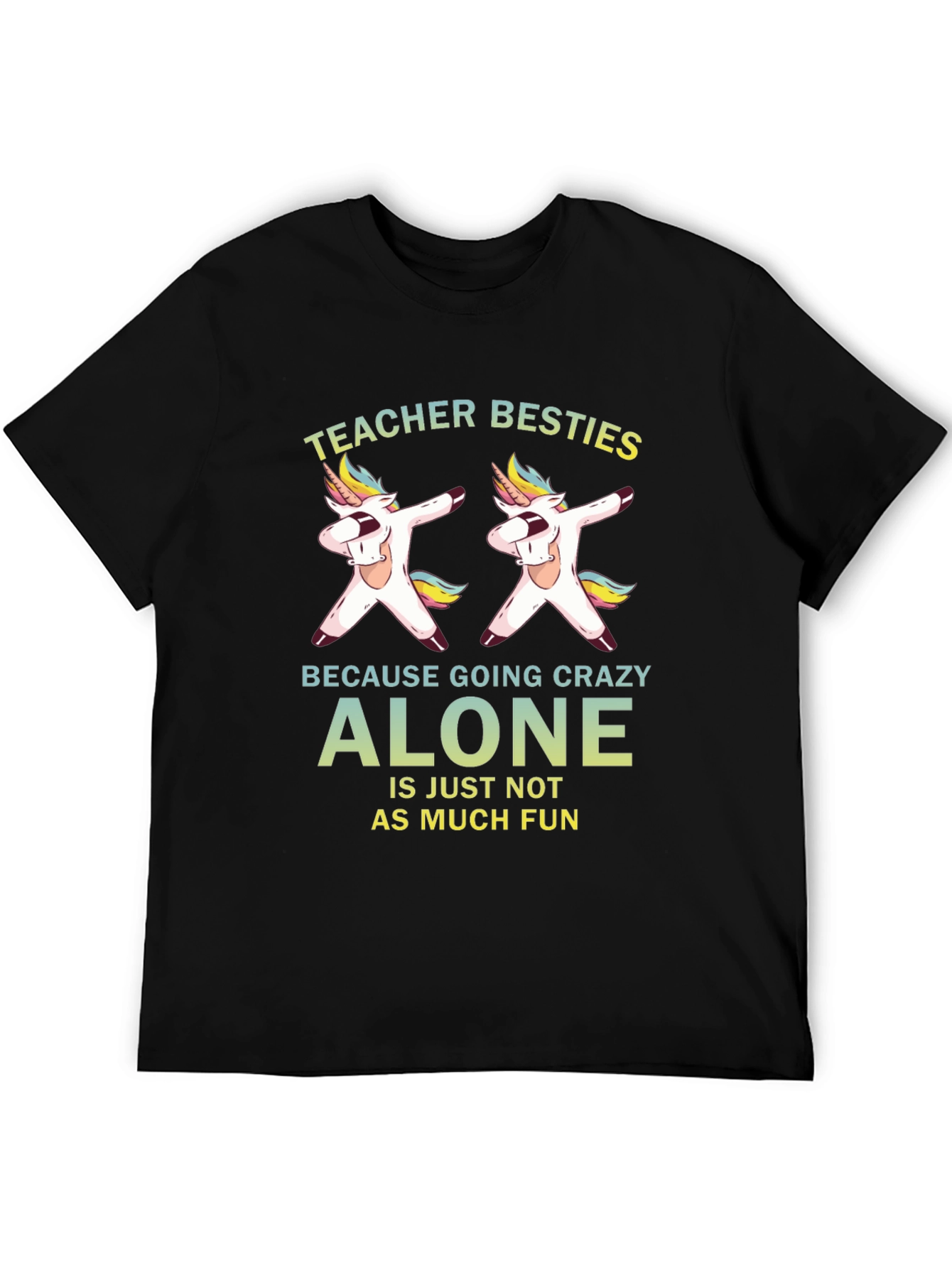 Teacher Besties Unicorn Dabbing Black T-Shirt - 5
