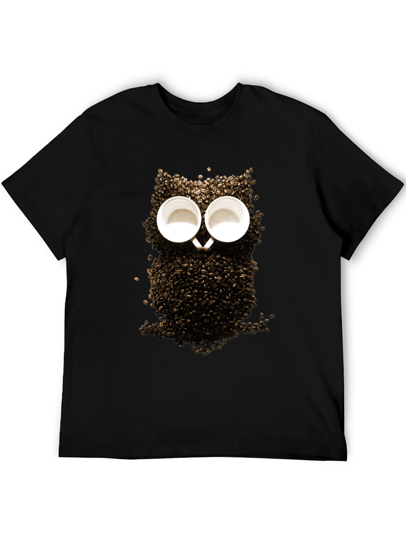 Black Coffee Bean Owl Graphic T-Shirt - Unique Design view 5