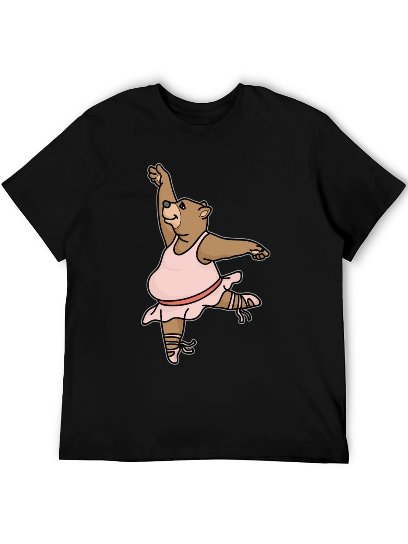 Black Dancing Bear T-Shirt - Black Cotton Tee view 5
