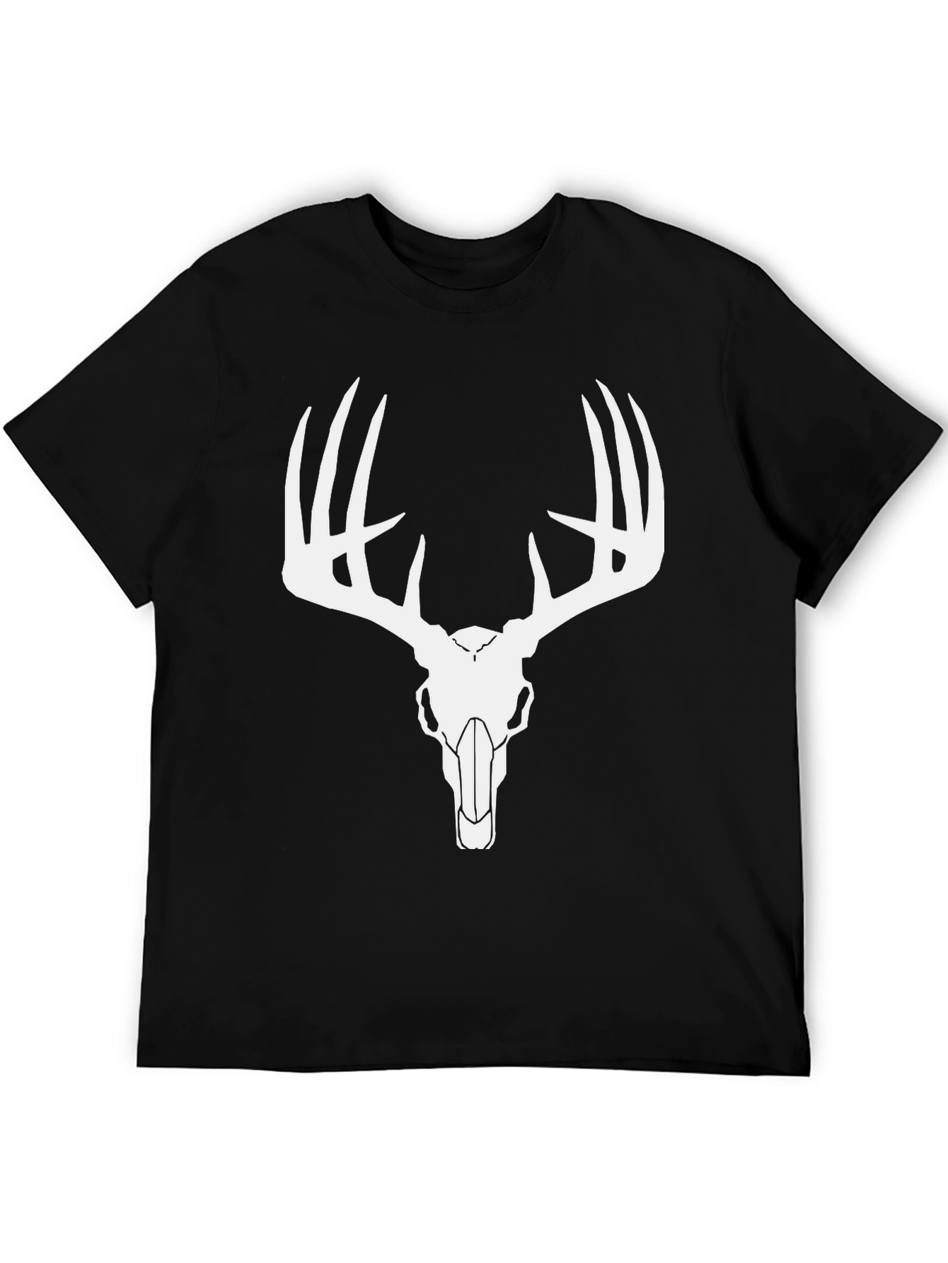 Black Men's Black Deer Skull Graphic T-Shirt view 5