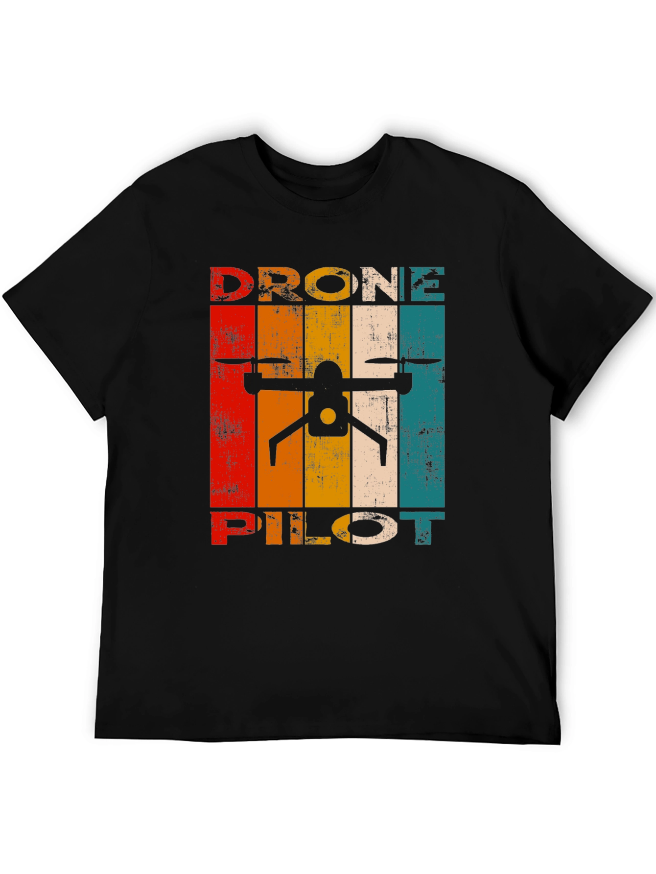 Black Drone Pilot Retro Graphic T-Shirt view 5