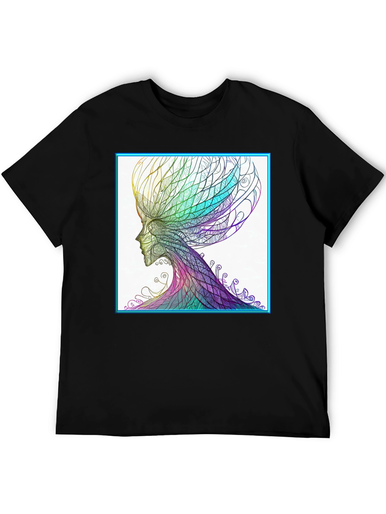 Black Abstract Art Tee - Colorful Head Design view 5