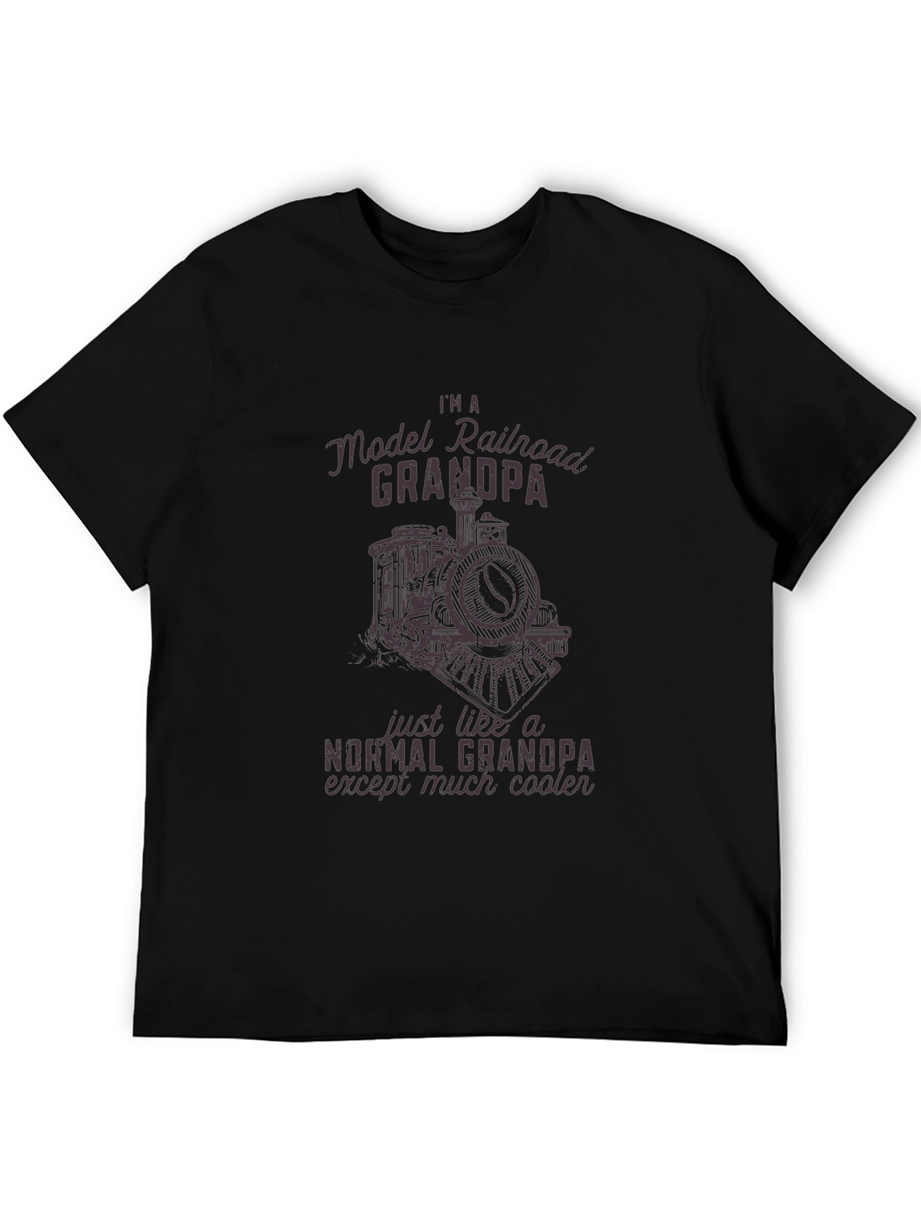 Black Model Railroad Grandpa T-Shirt - Cooler Than Normal! view 5