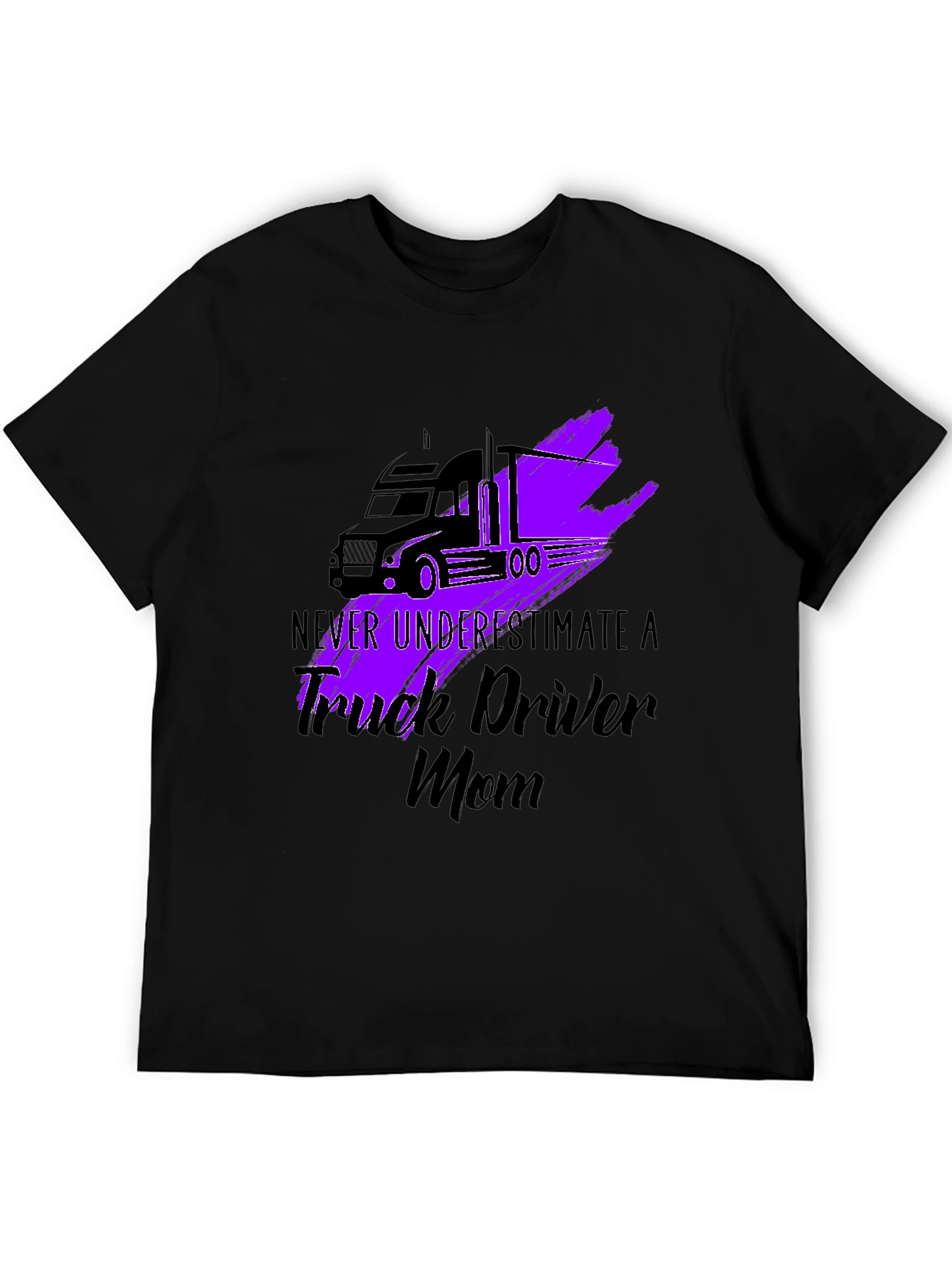 Black Trucker Mom T-Shirt - Never Underestimate view 5
