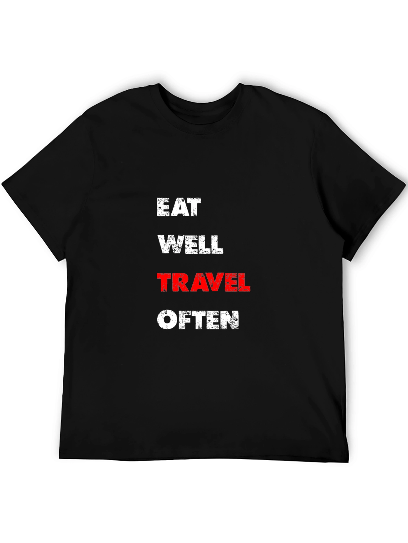 Black Eat Well Travel Often Black T-Shirt view 5