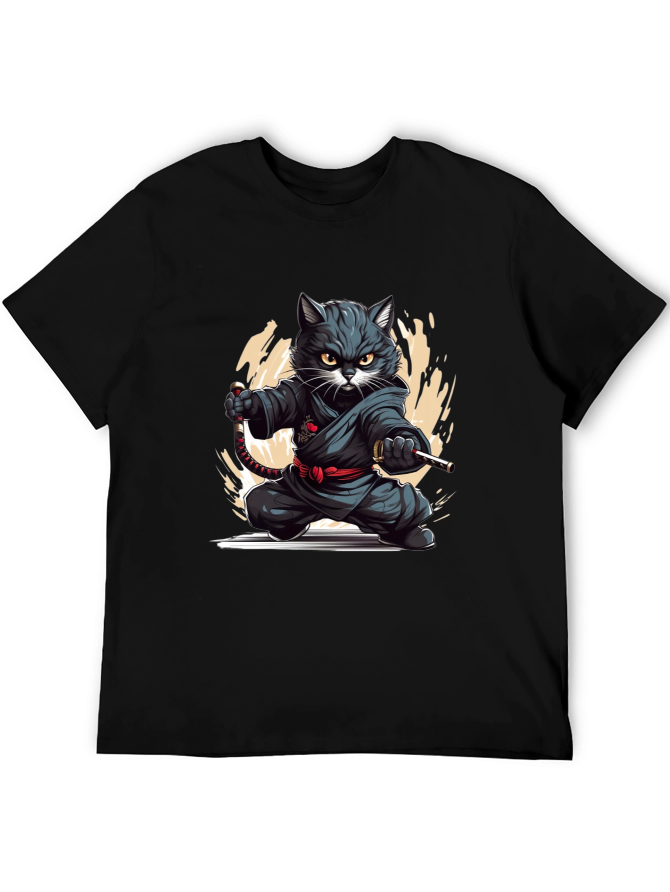 Black Ninja Cat Graphic Tee - Black T-Shirt view 5