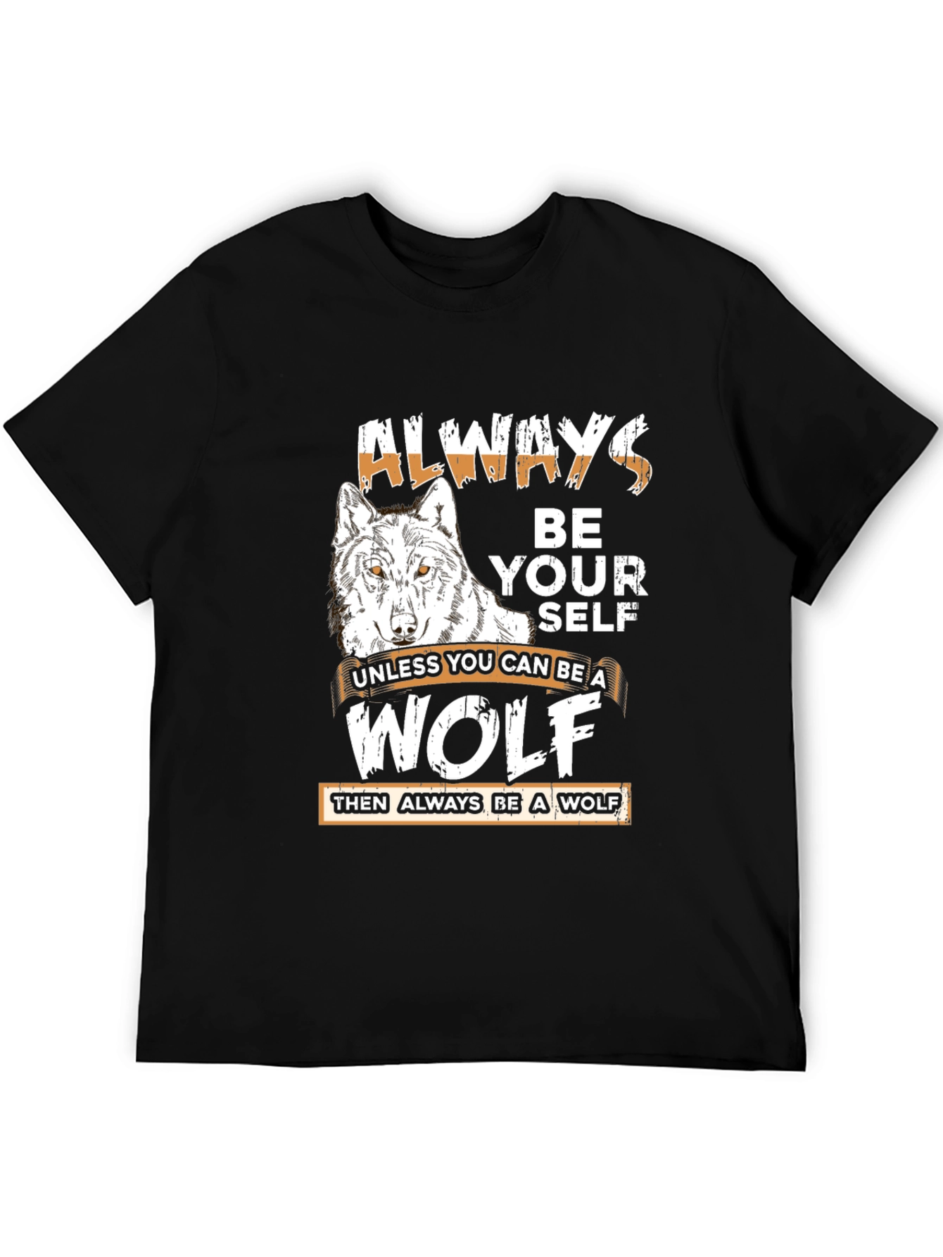 Black Always Be Yourself Wolf Graphic Tee view 5