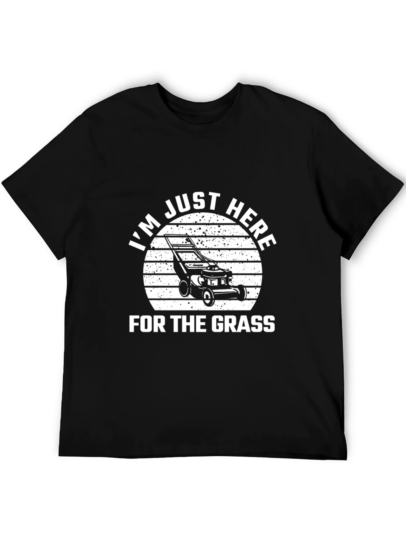 Black Just Here For The Grass T-Shirt - Lawn Mower Graphic Tee view 5