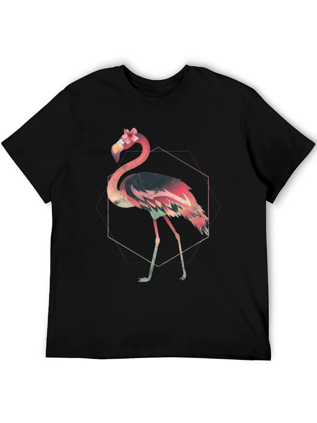 Black Floral Flamingo Graphic Tee - Modern Style view 5
