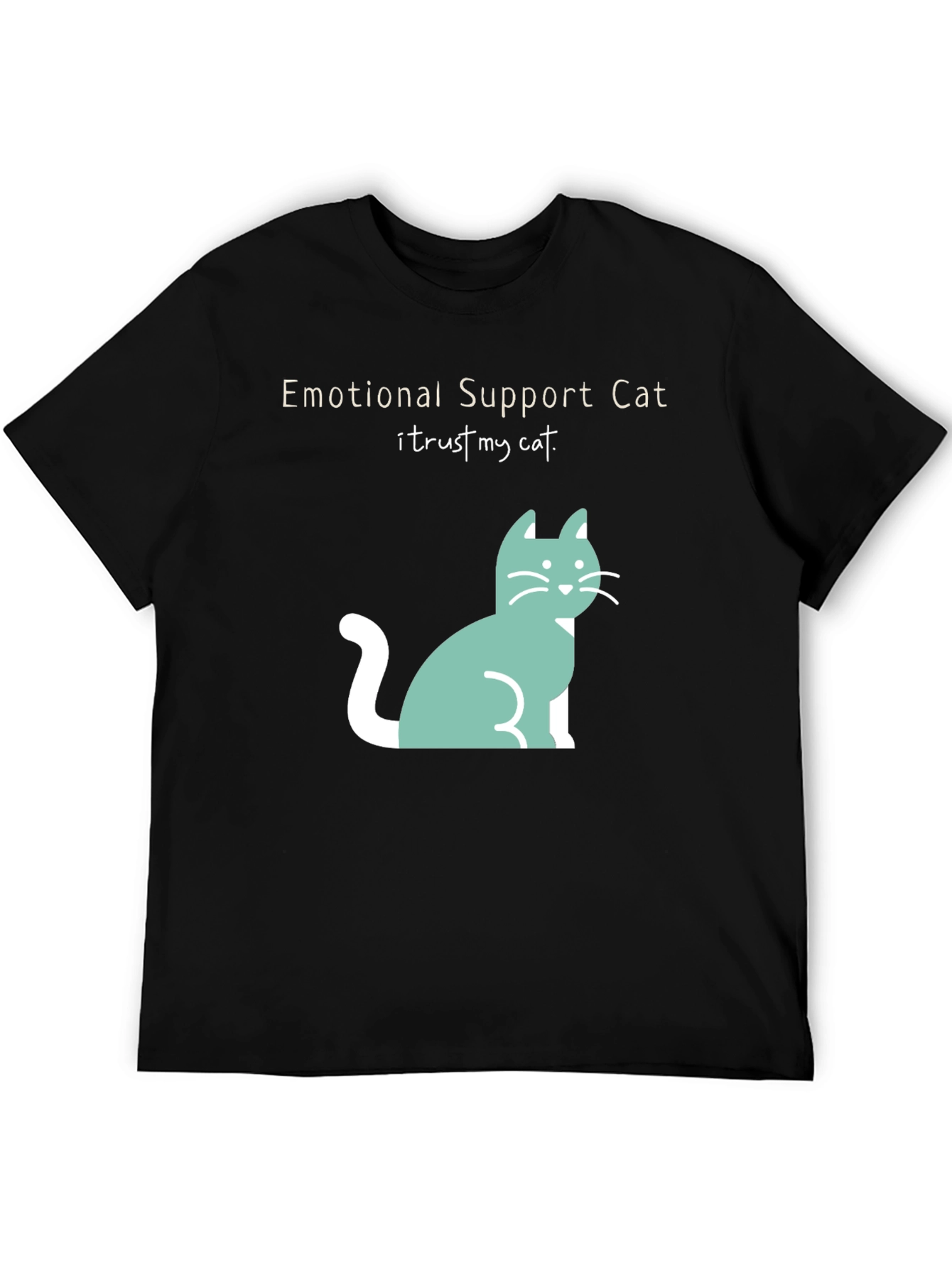 Black Emotional Support Cat T-Shirt - I Trust My Cat! view 5