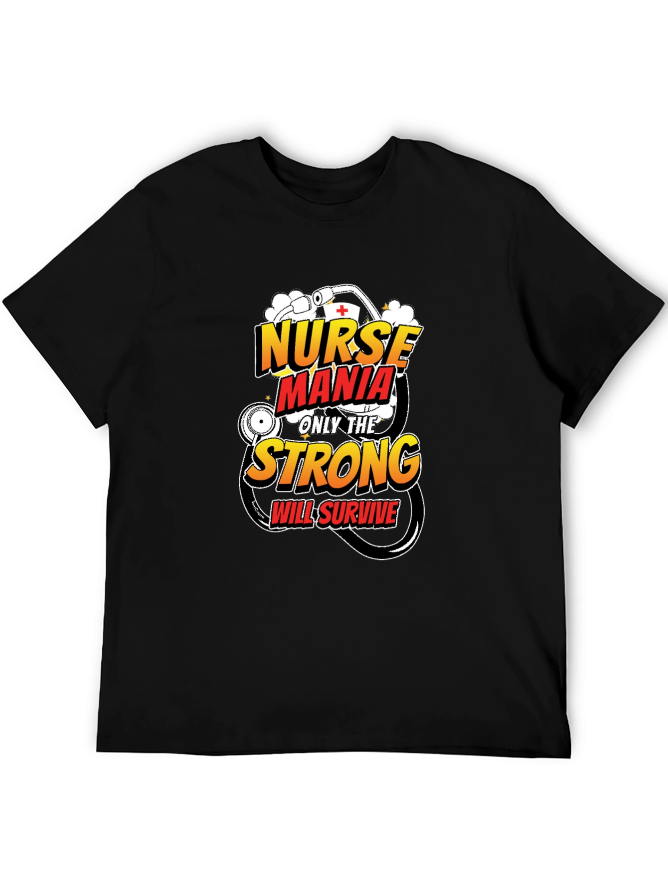 Black Nurse Mania T-Shirt: Only The Strong Survive view 5