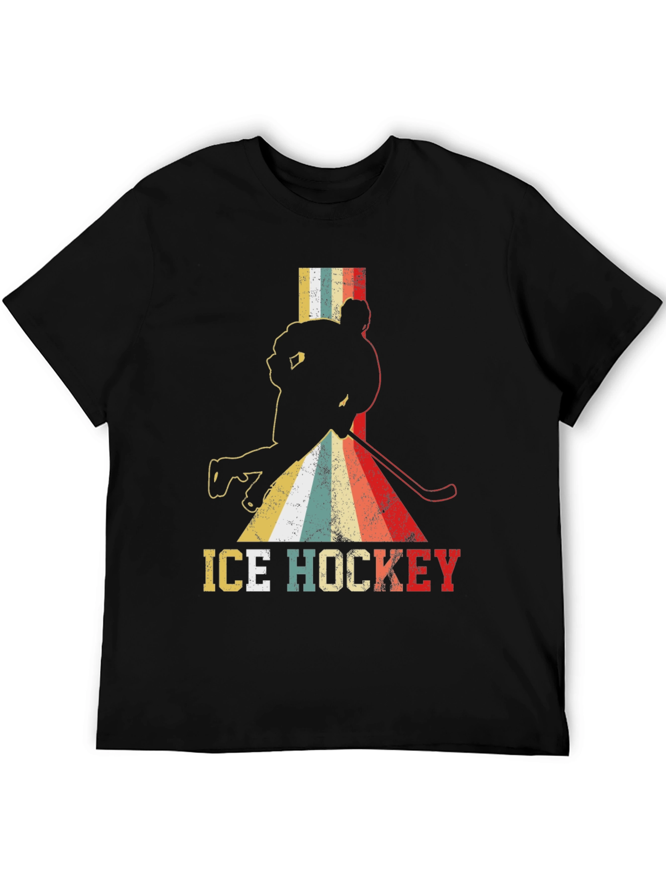 Black Retro Ice Hockey T-Shirt - Vintage Style Tee view 5