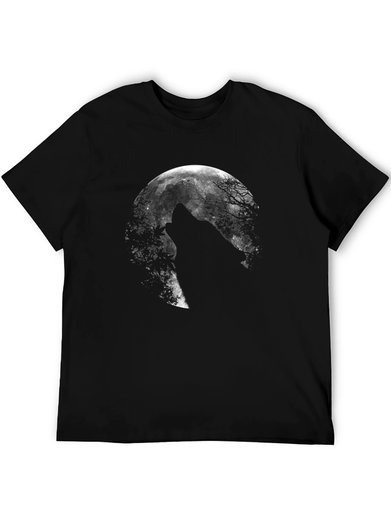 Black Wolf Moon Graphic T-Shirt - Black Cotton Tee view 5