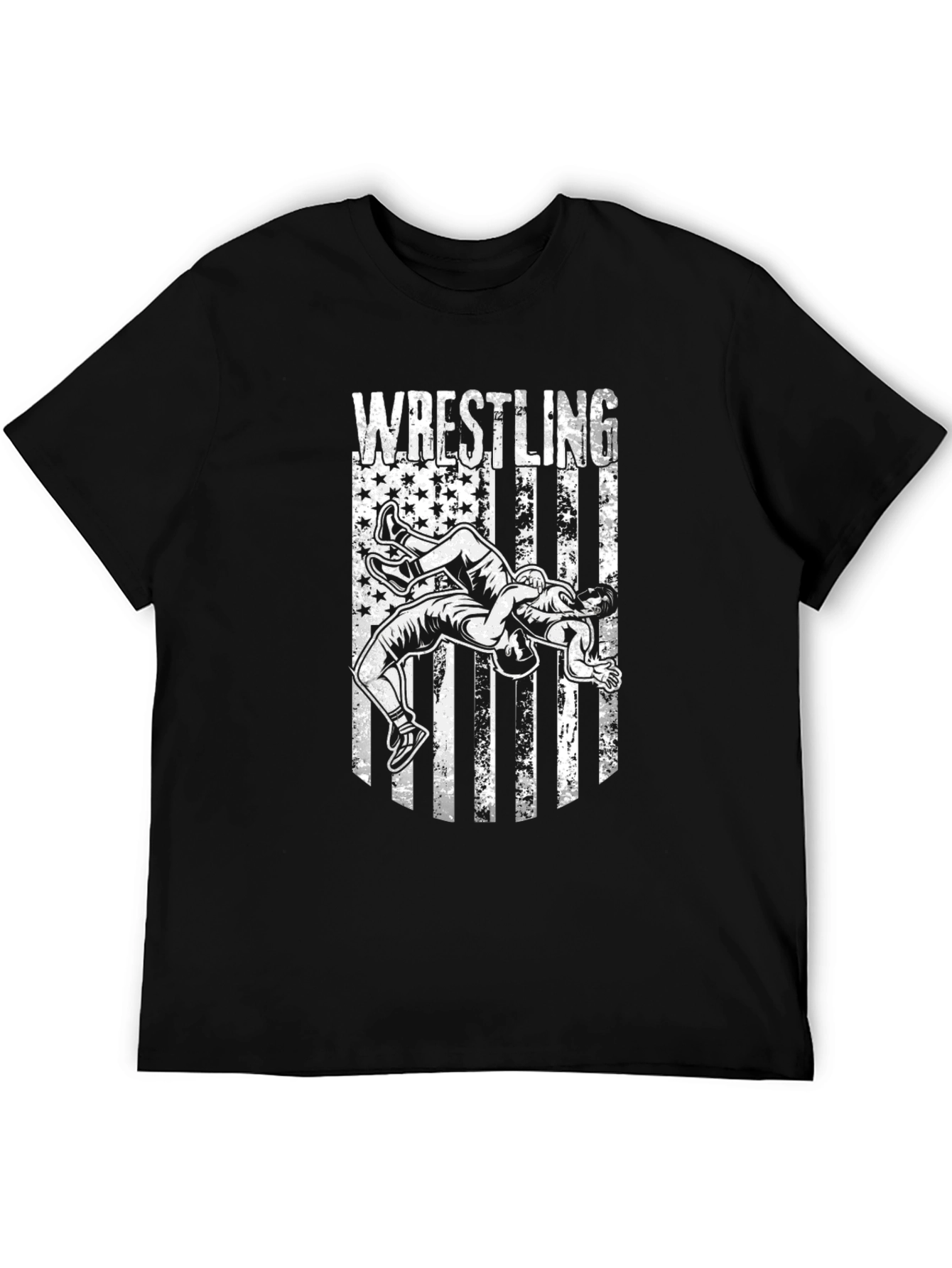 Black Wrestling USA Flag Graphic T-Shirt view 5