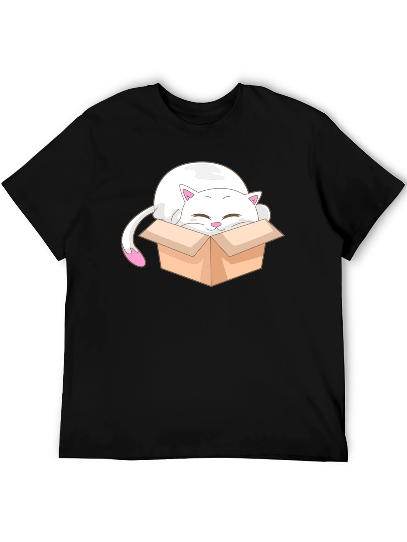 Black Cute Cat in Box Graphic T-Shirt view 5