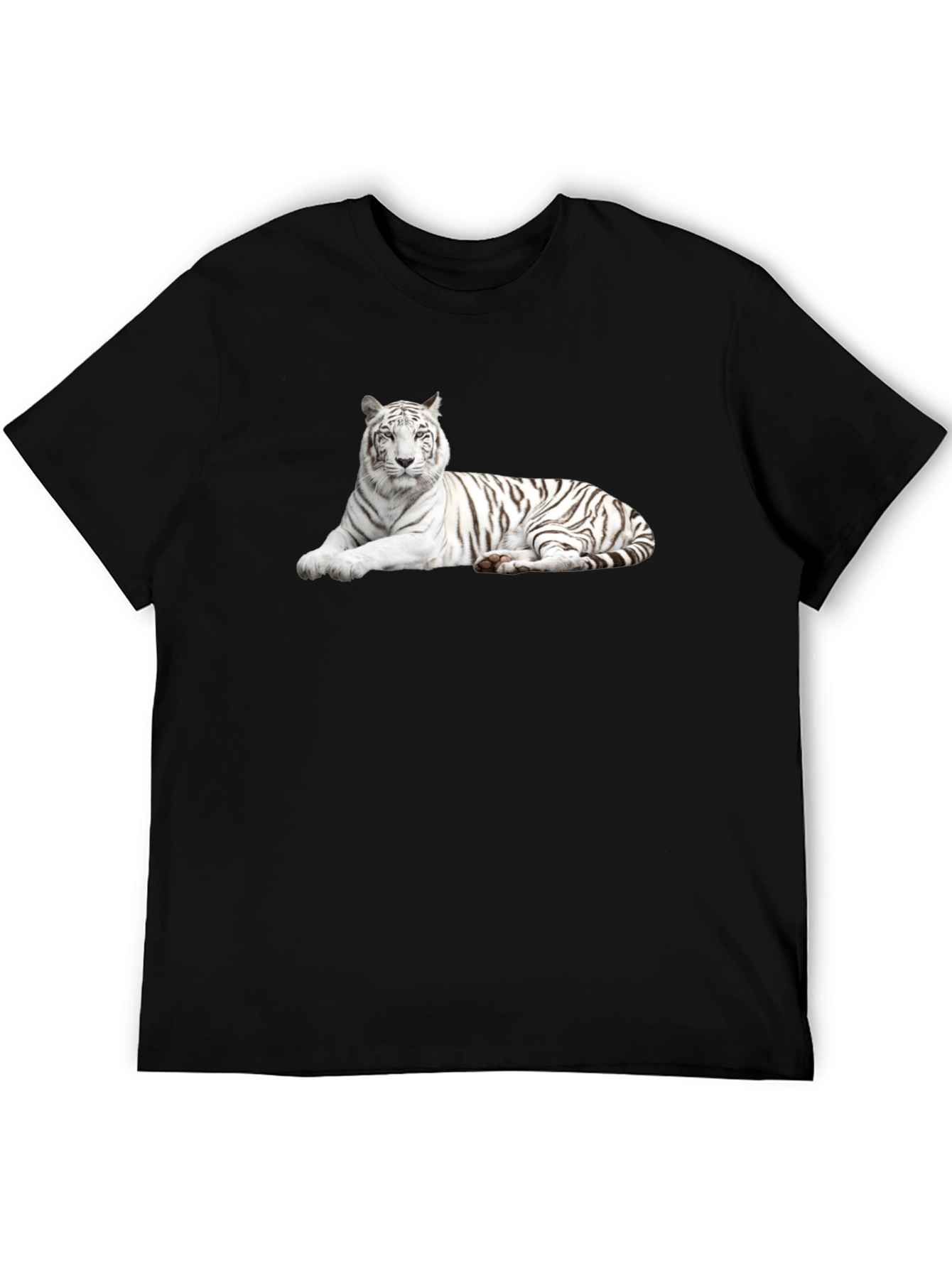 Black White Tiger Graphic Tee - Stylish Black T-Shirt view 5