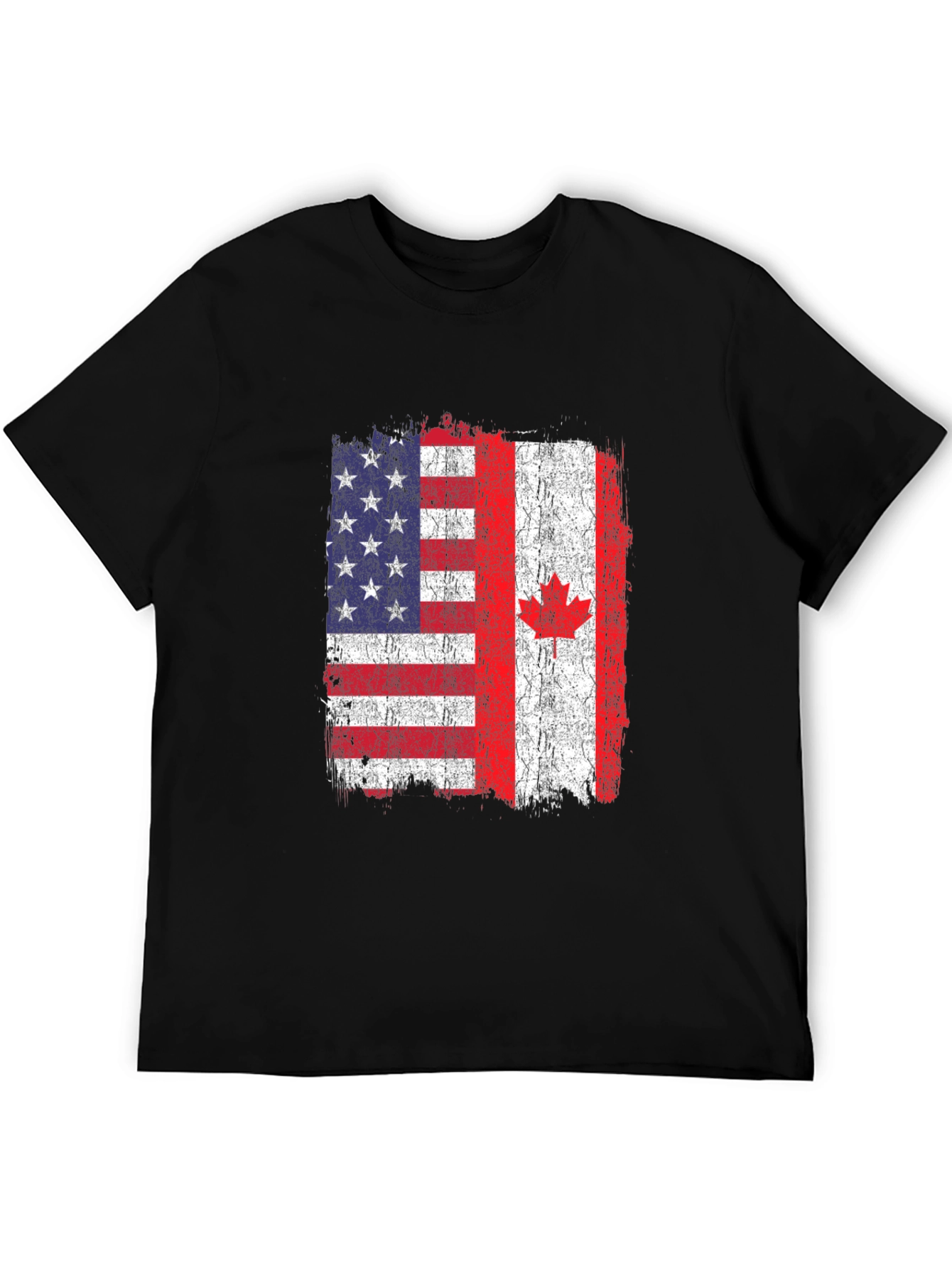 Black USA Canada Flag Graphic T-Shirt view 5