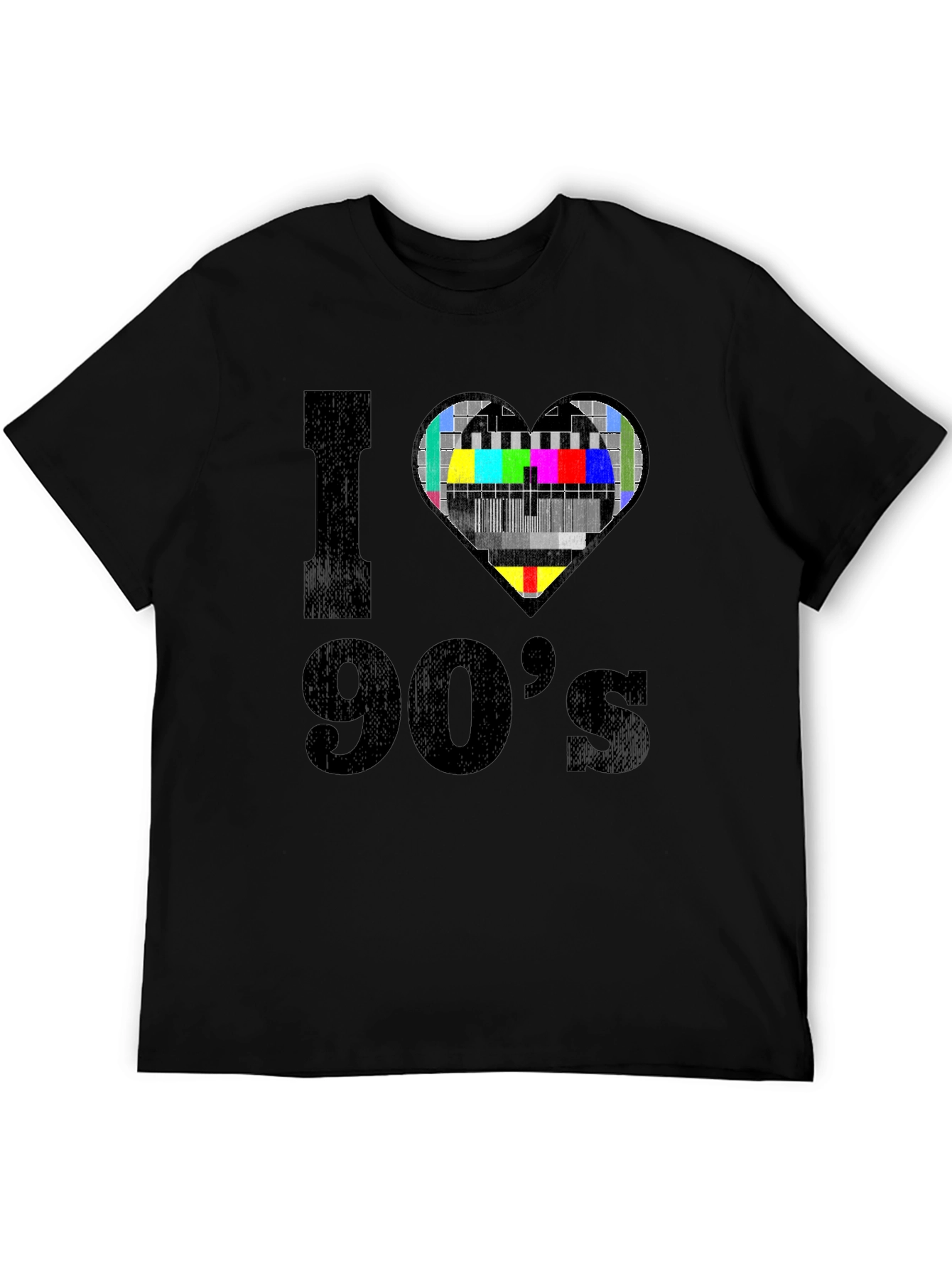 Black I Love 90's T-Shirt - Nostalgic TV Heart Design view 5