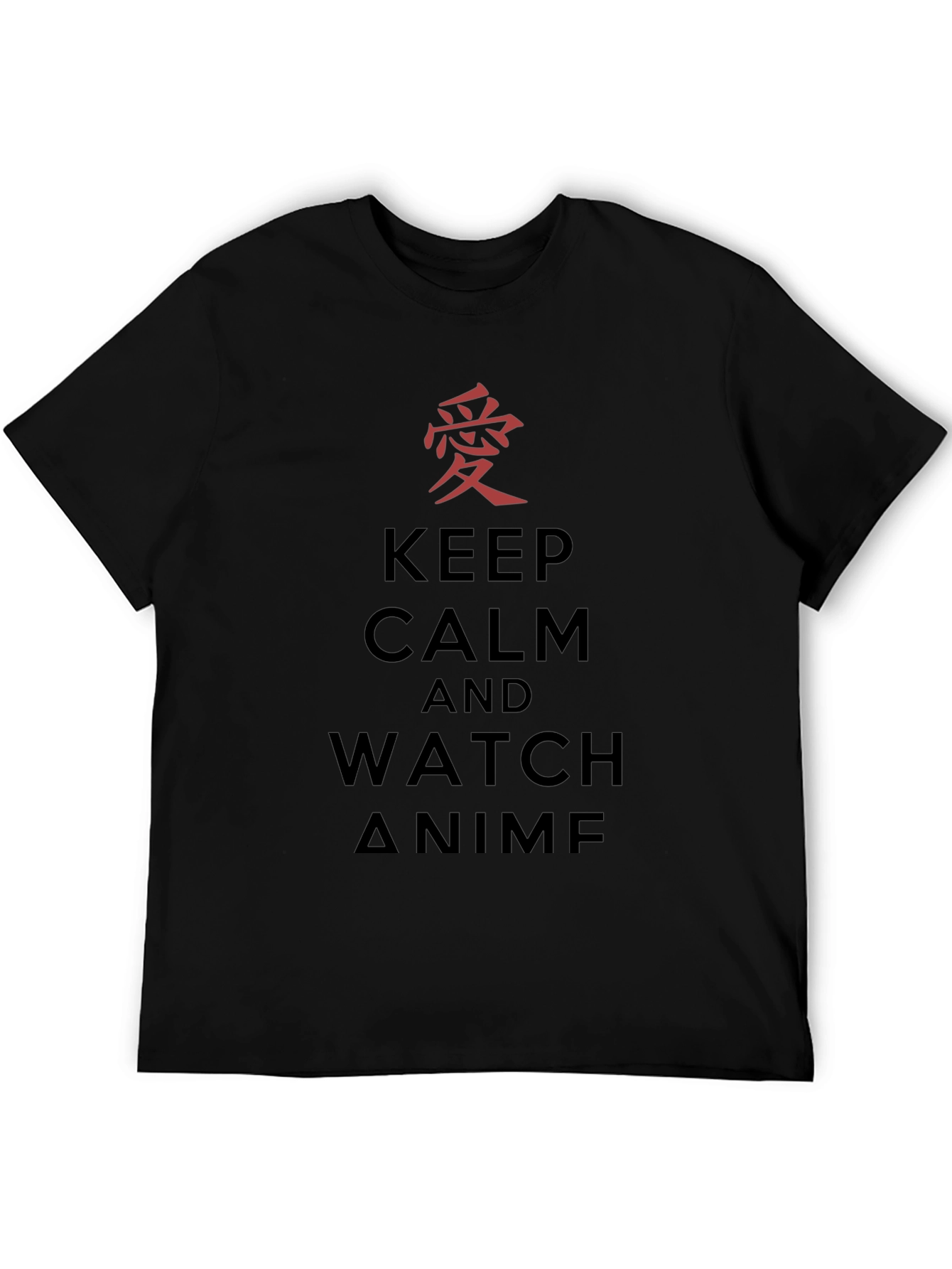 Black Keep Calm & Watch Anime T-Shirt - Black view 5
