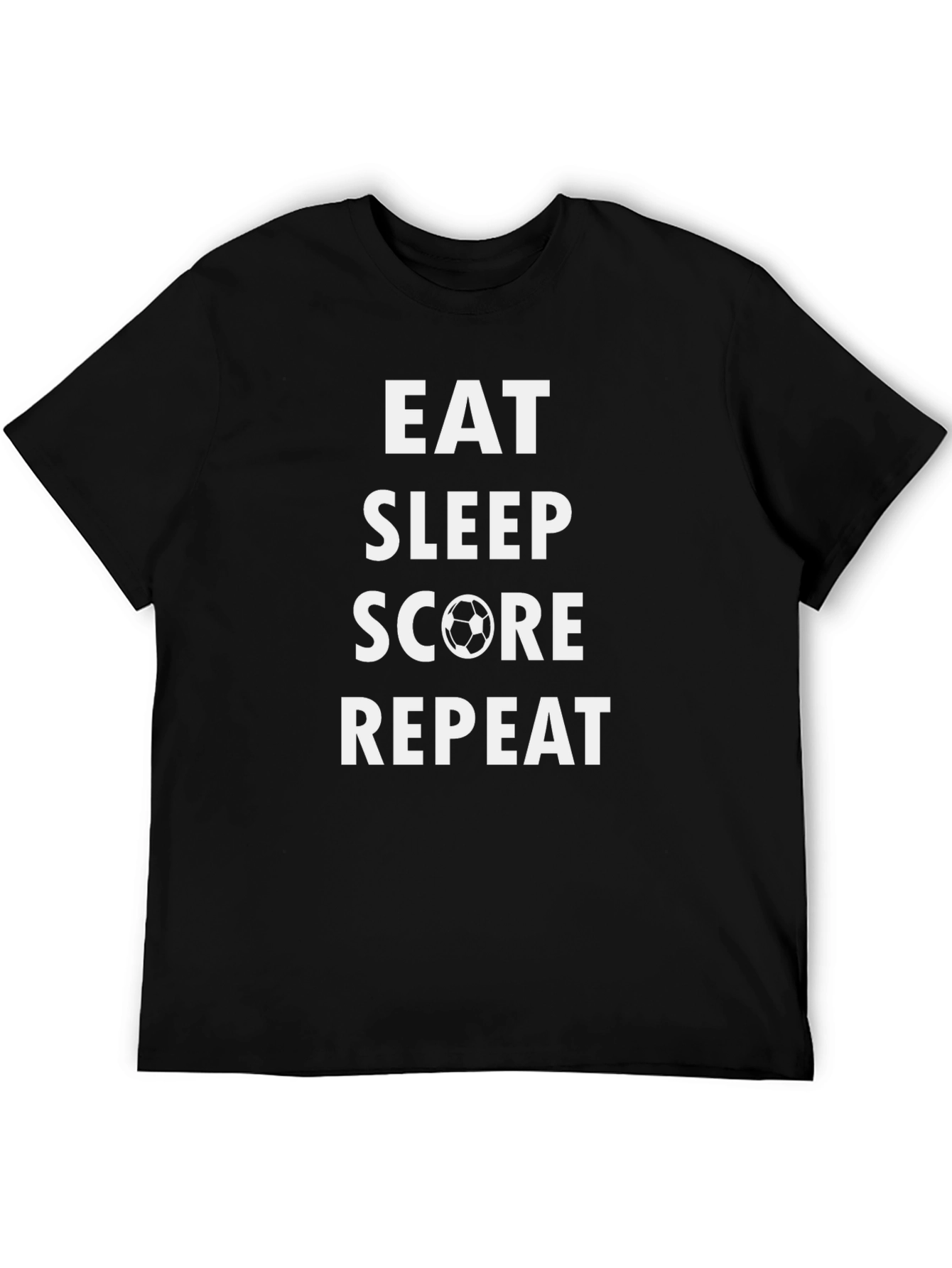 Black Eat Sleep Score Repeat T-Shirt - Soccer Fan Tee view 5