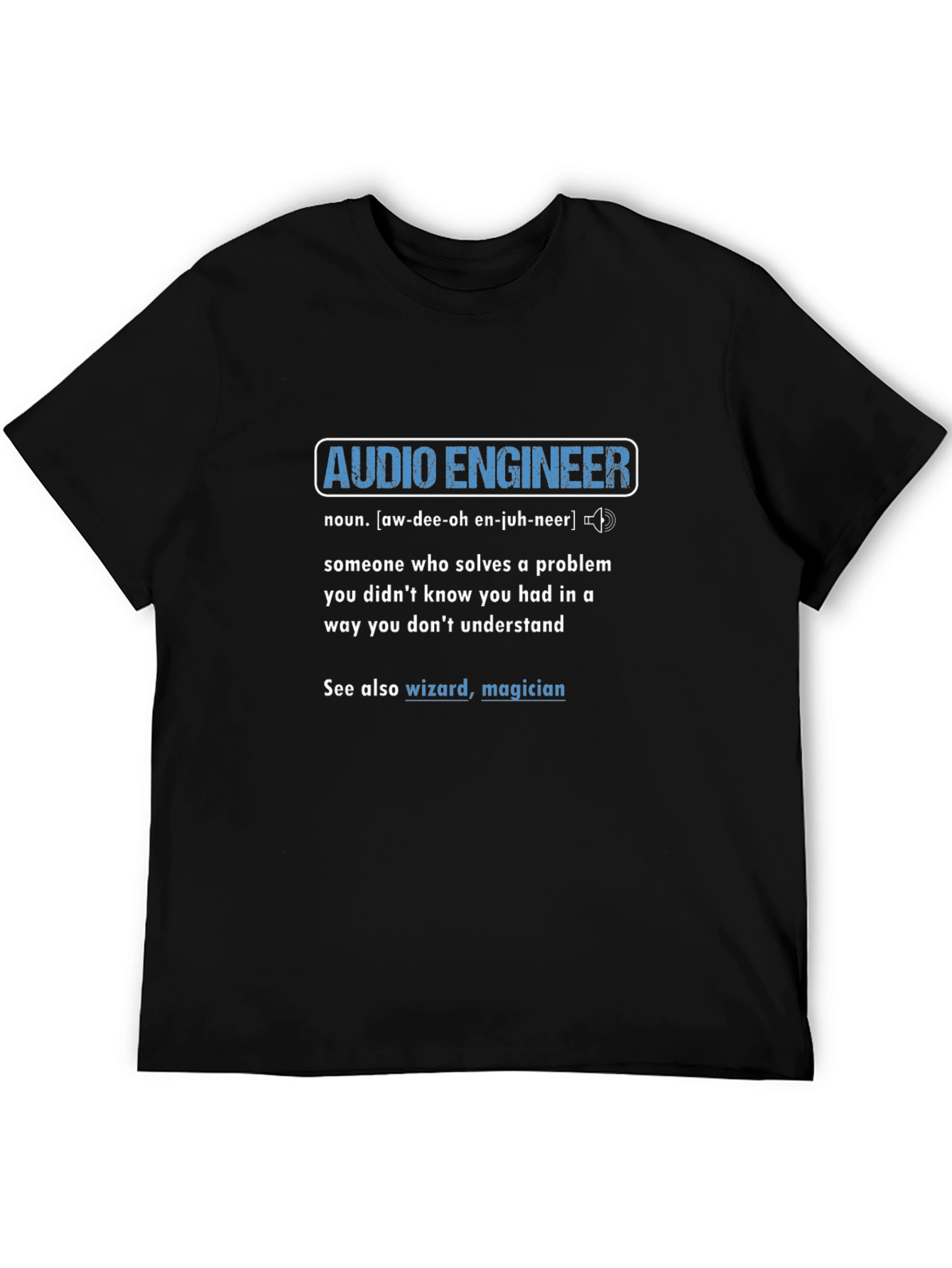 Black Audio Engineer Definition Graphic T-Shirt view 5