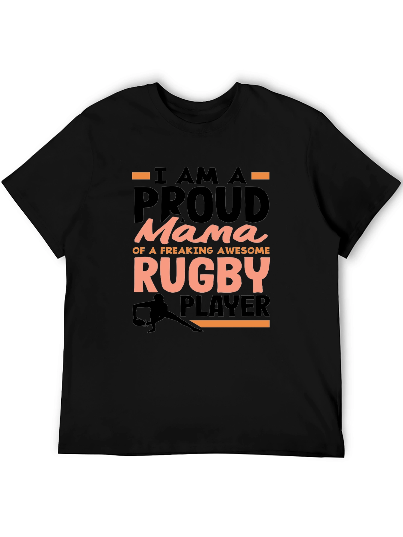 Black Proud Mama Rugby Player Graphic Tee view 5