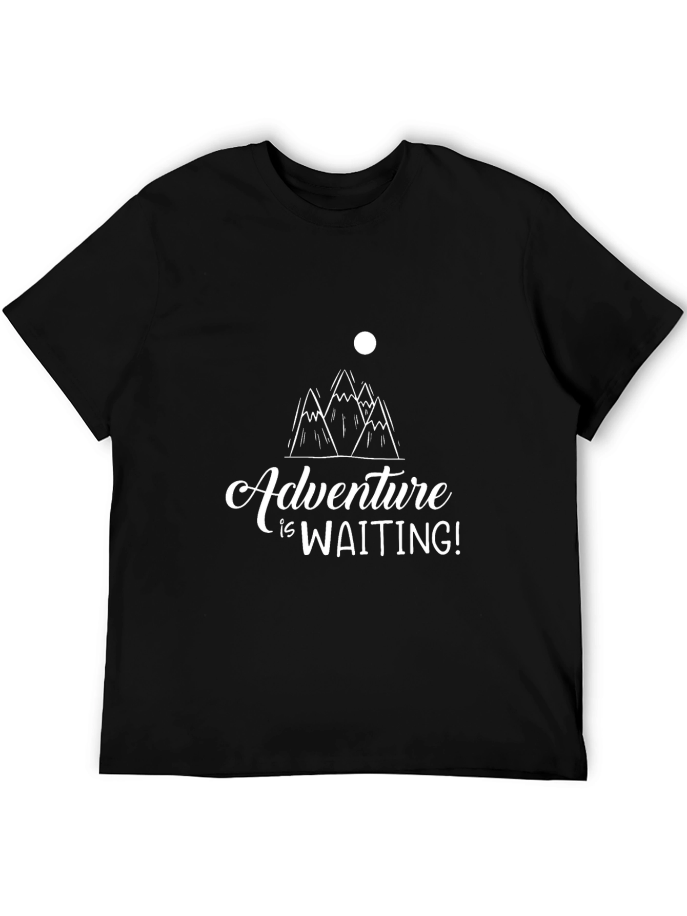 Black Adventure Awaits Graphic Tee - Black Cotton T-Shirt view 5