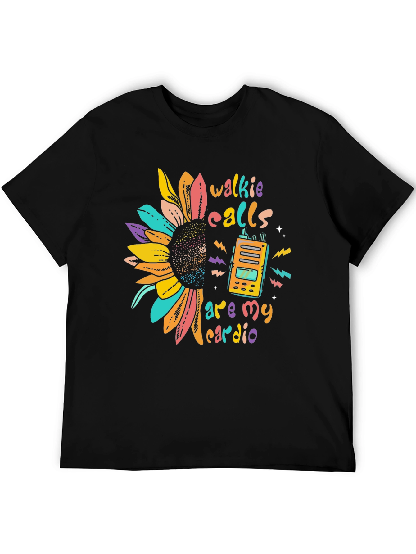 Black Walkie Calls Are My Cardio Graphic Tee view 5