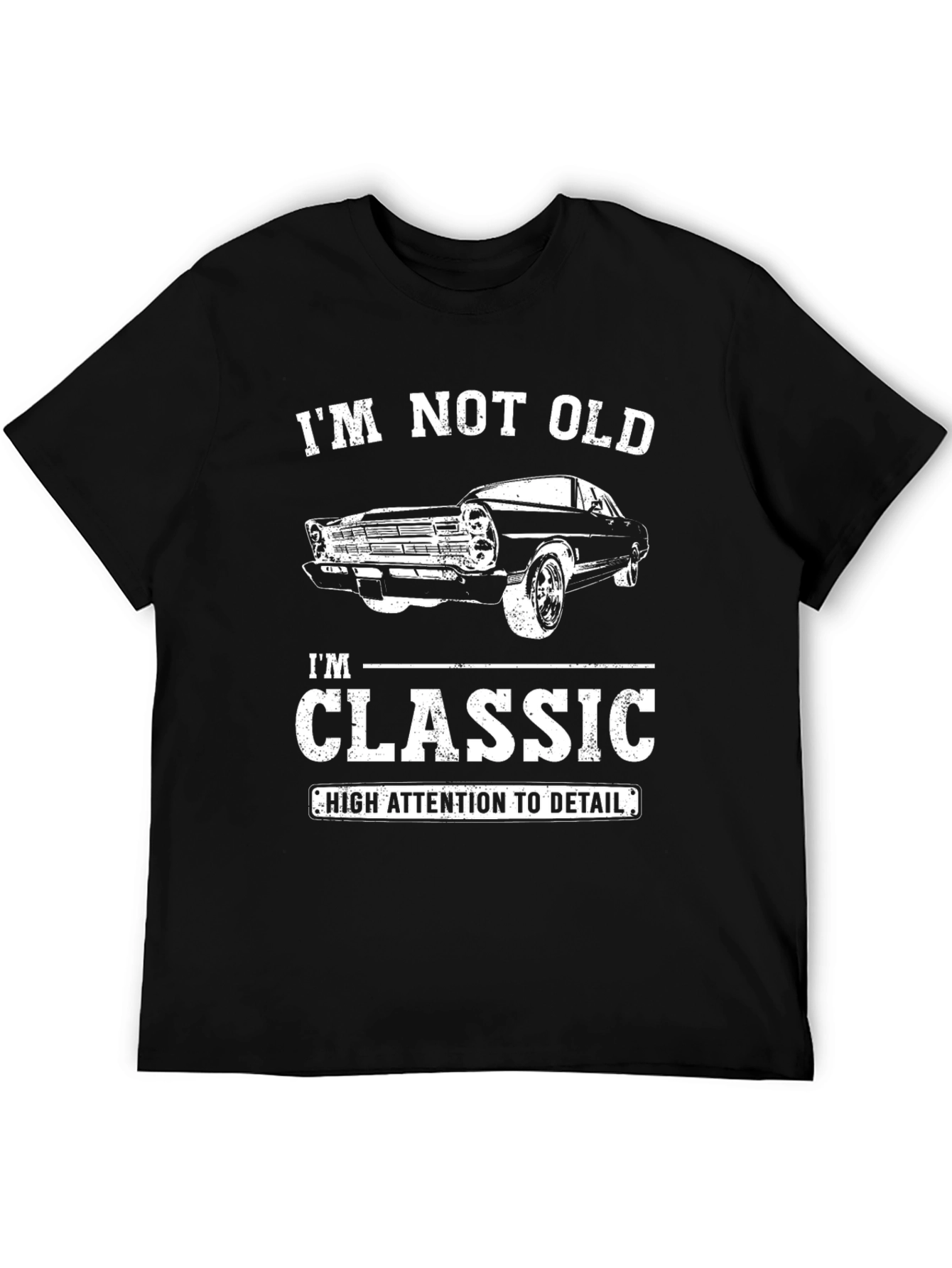 Black Classic Car T-Shirt - I'm Not Old, I'm Classic! view 5