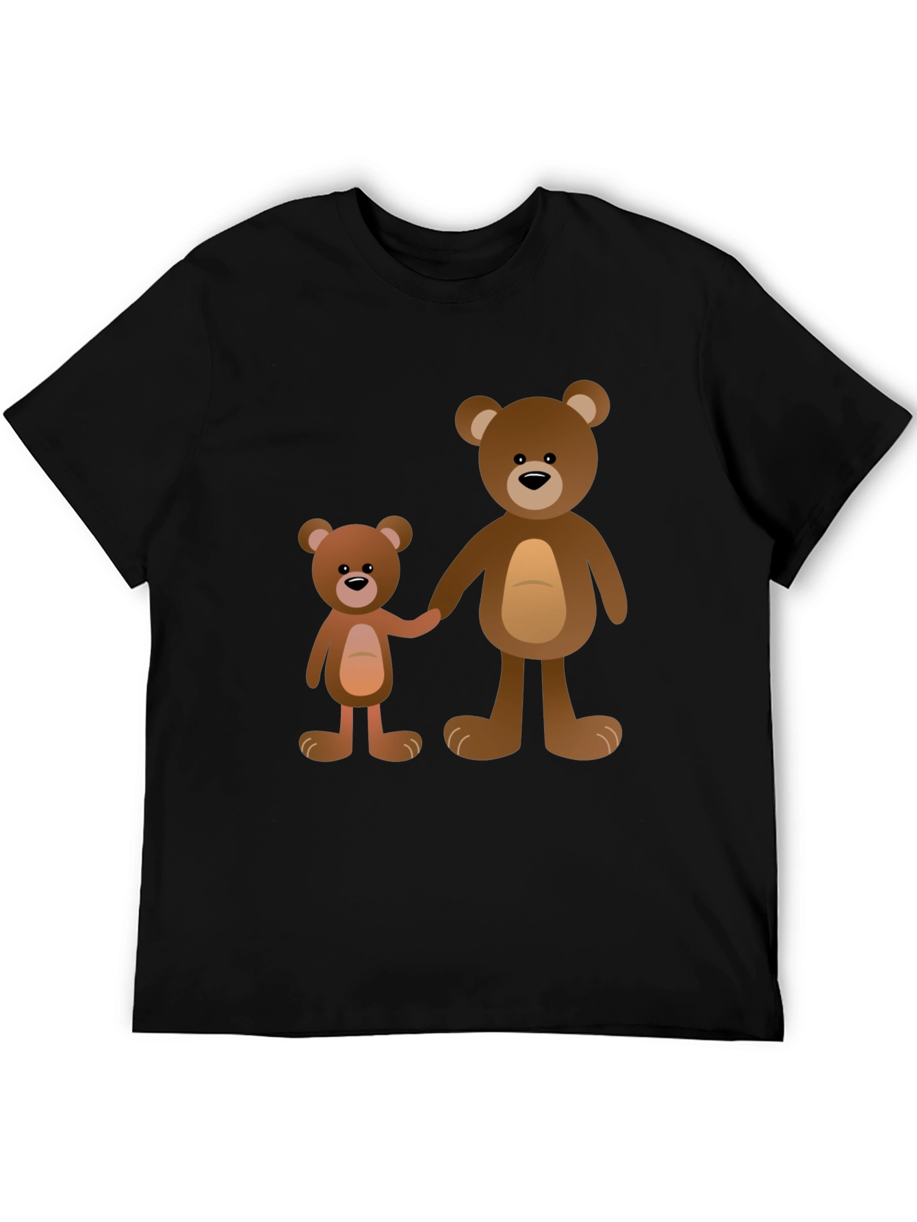 Black Cute Teddy Bear Family Black T-Shirt view 5