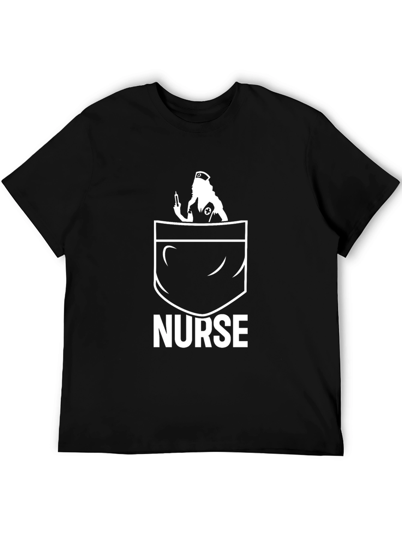 Black Nurse Pocket T-Shirt - Novelty Graphic Tee view 5