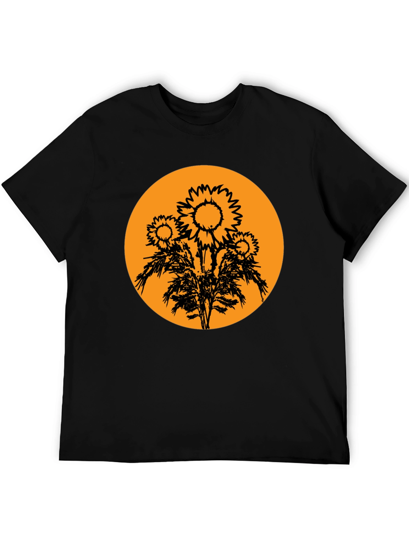 Black Sunflower Graphic Tee - Black Cotton T-Shirt view 5