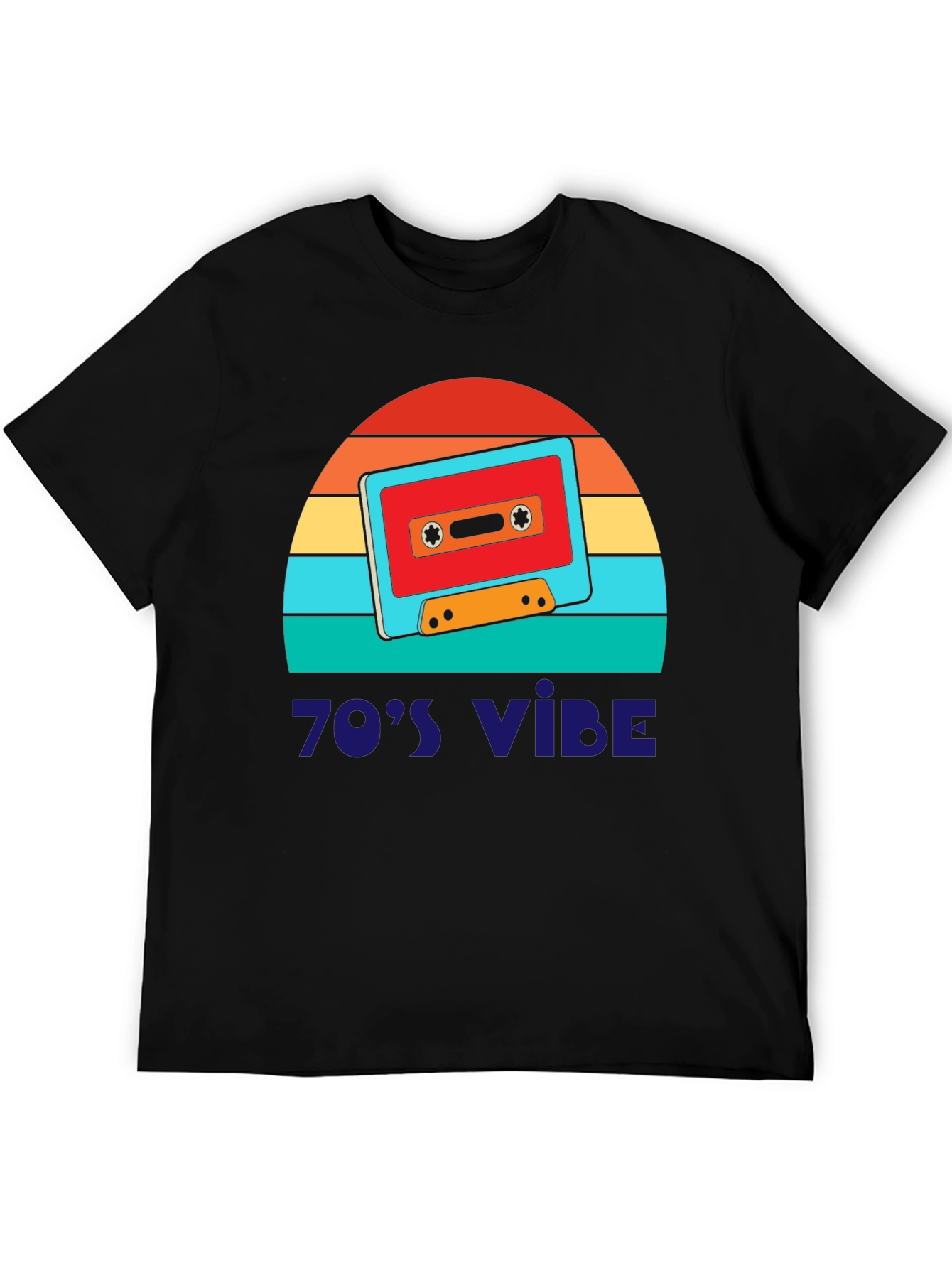 Black Retro 70's Vibe Graphic Tee view 5