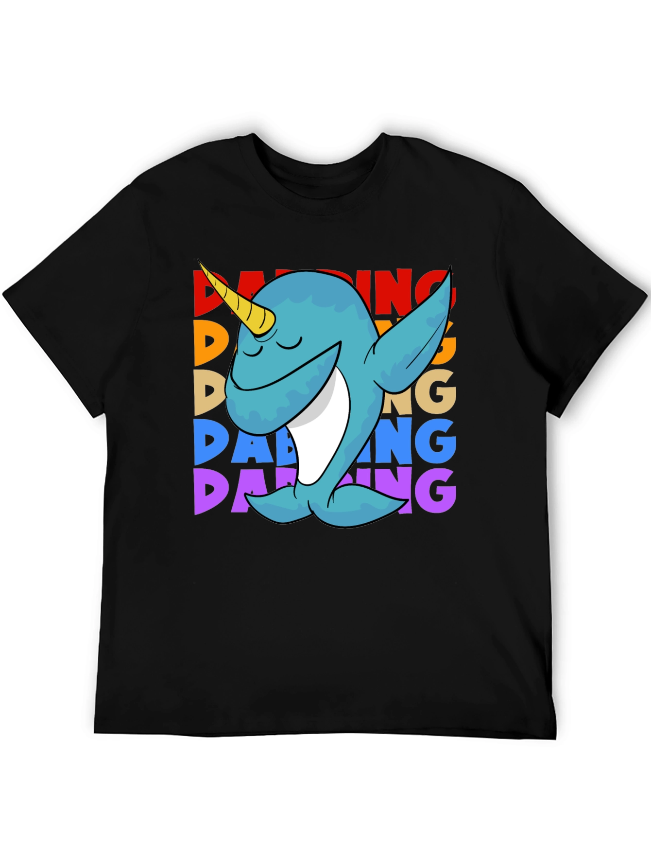 Black Dabbing Narwhal T-Shirt - Cute & Funny Design view 5
