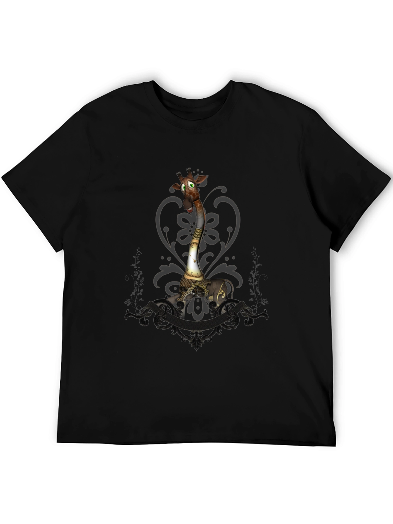 Black Steampunk Giraffe Graphic Tee - Unique Animal T-Shirt view 5