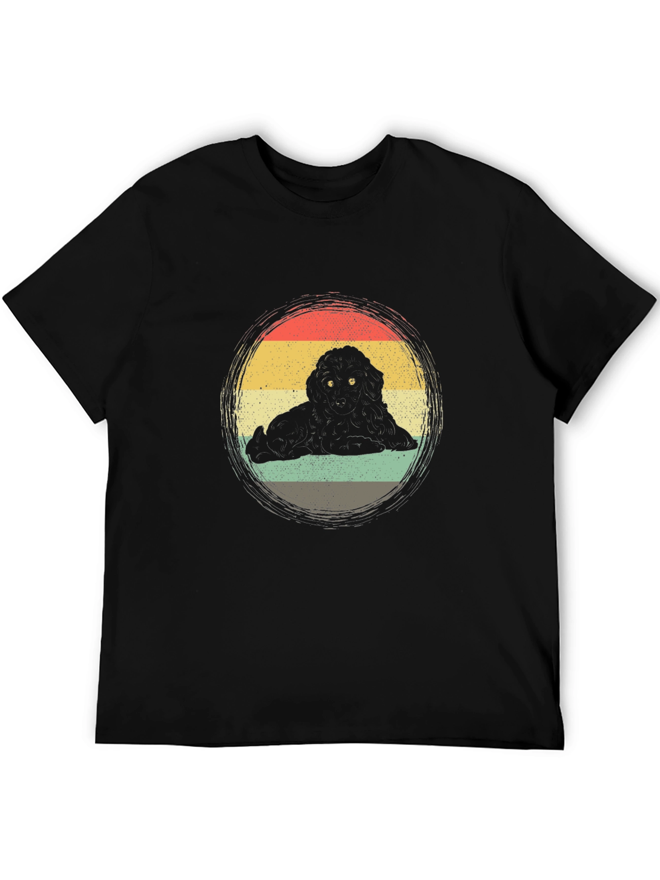 Black Retro Poodle Silhouette T-Shirt - Unisex view 5