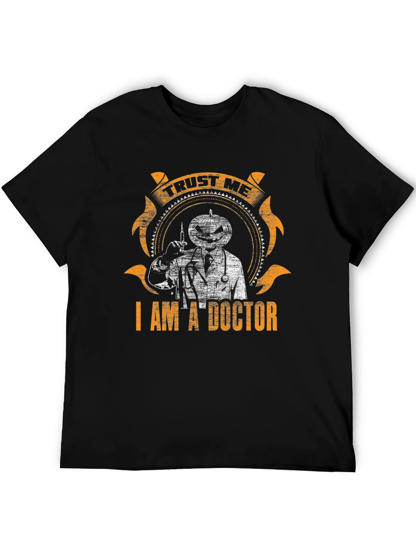 Black Trust Me I'm A Doctor Halloween Pumpkin T-Shirt view 5