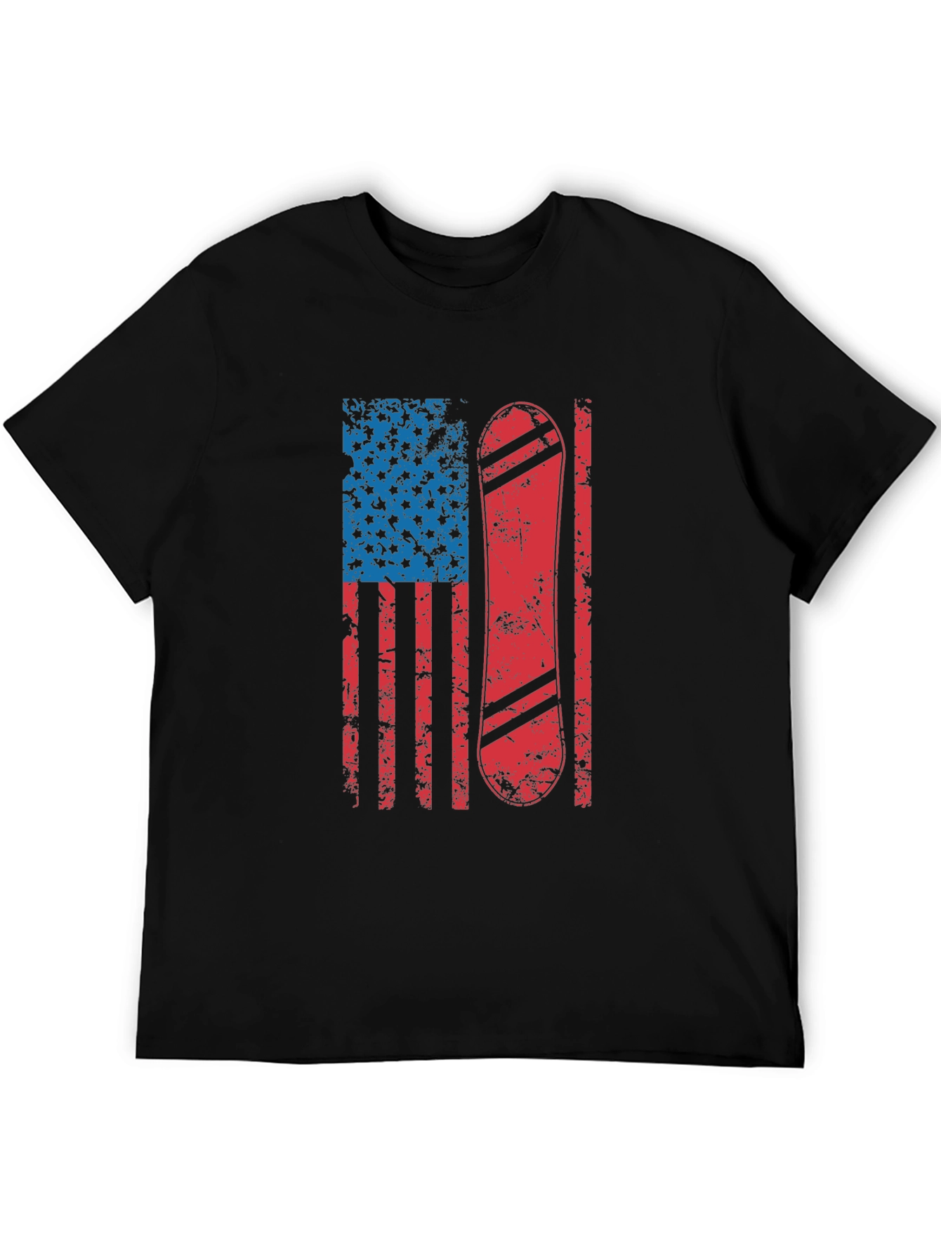 Black American Flag Snowboard T-Shirt view 5