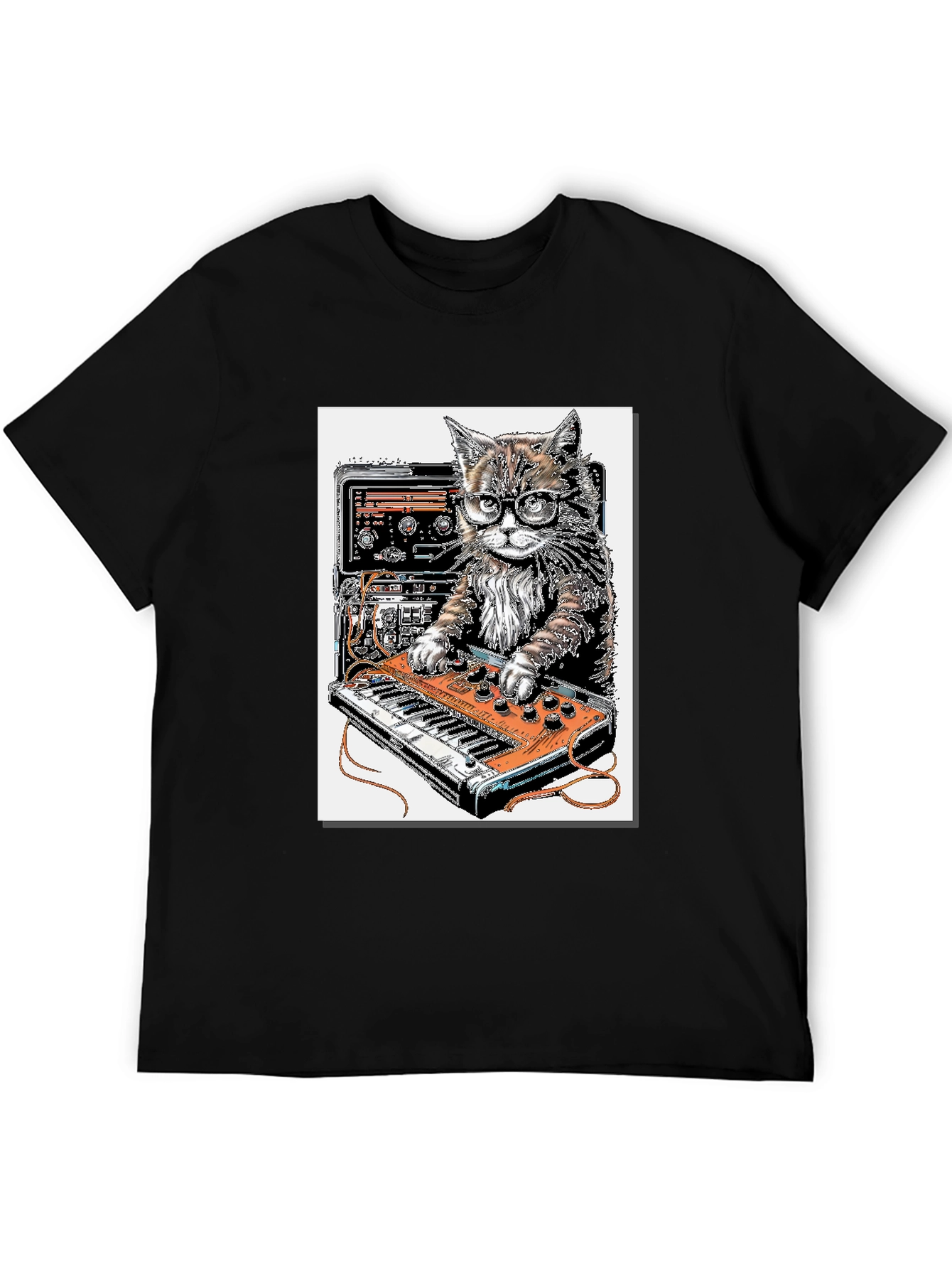 Black Cool Cat DJ Graphic T-Shirt view 5