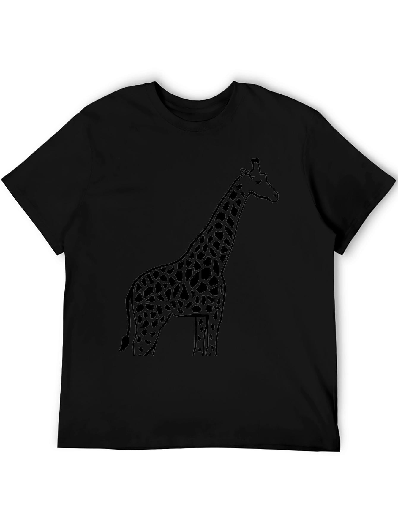 Black Giraffe Silhouette Black T-Shirt view 5